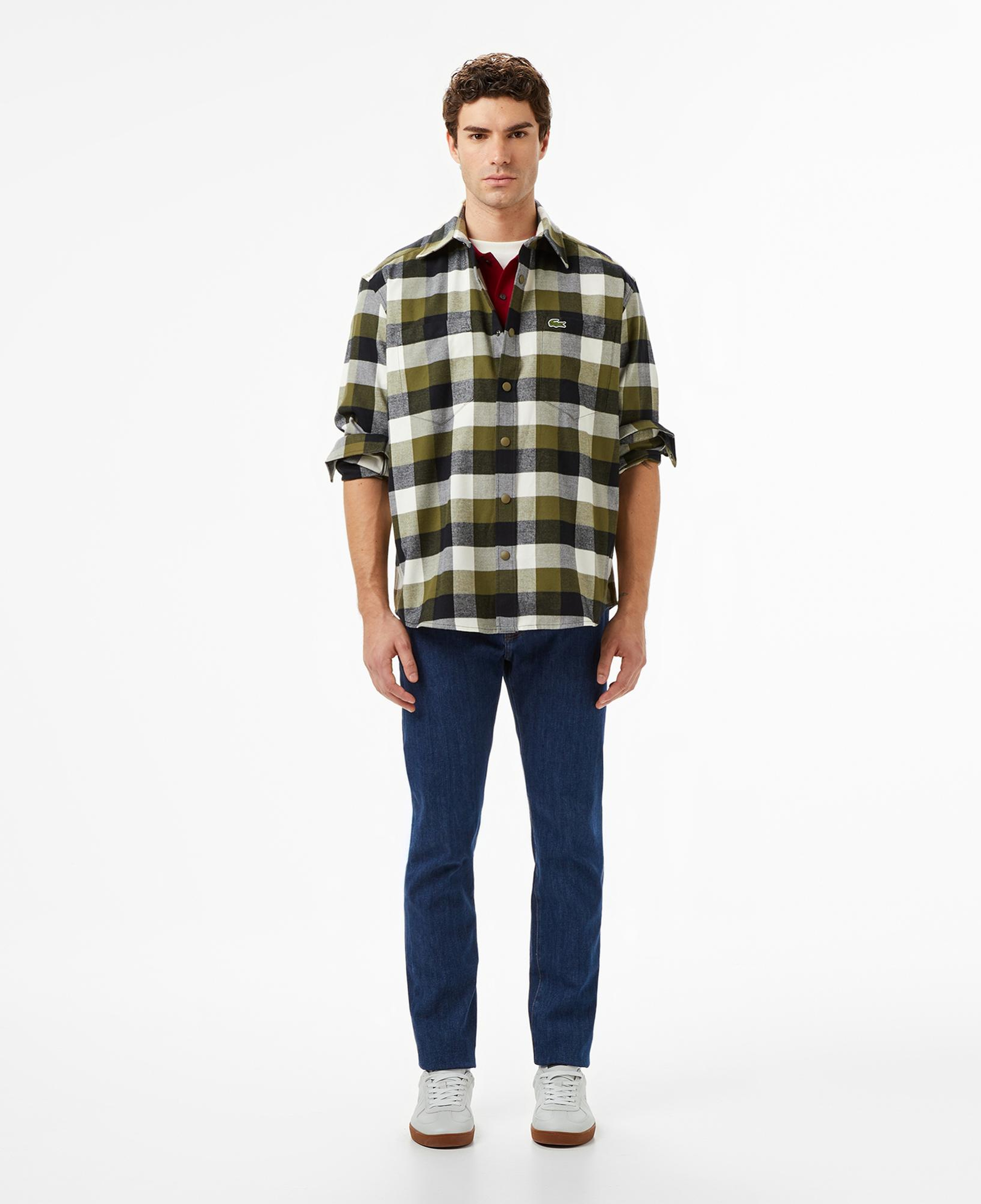 Lacoste Erkek Relaxed Fit Kareli Haki Gömlek