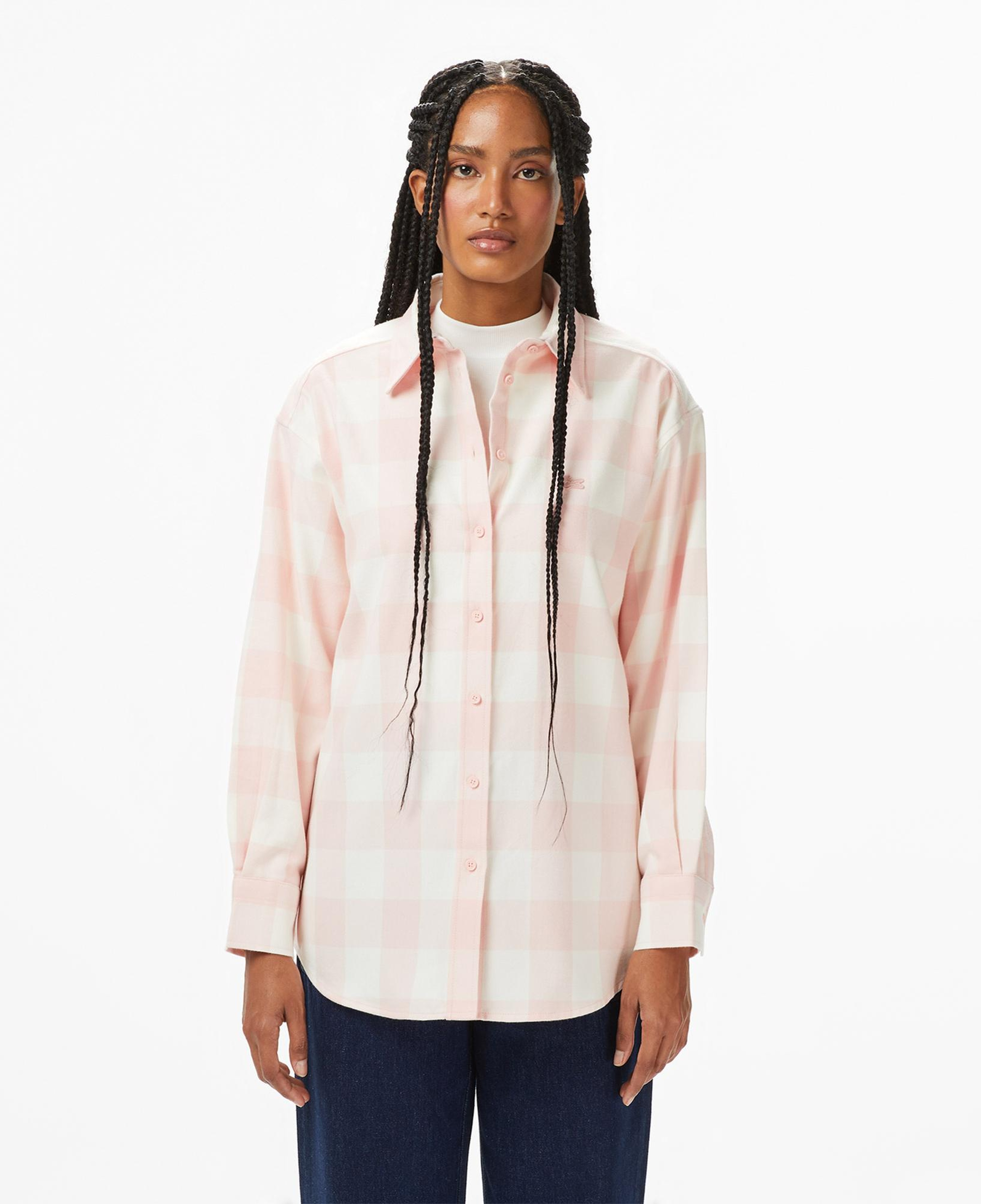 Lacoste Kadın Kareli Pembe Gömlek