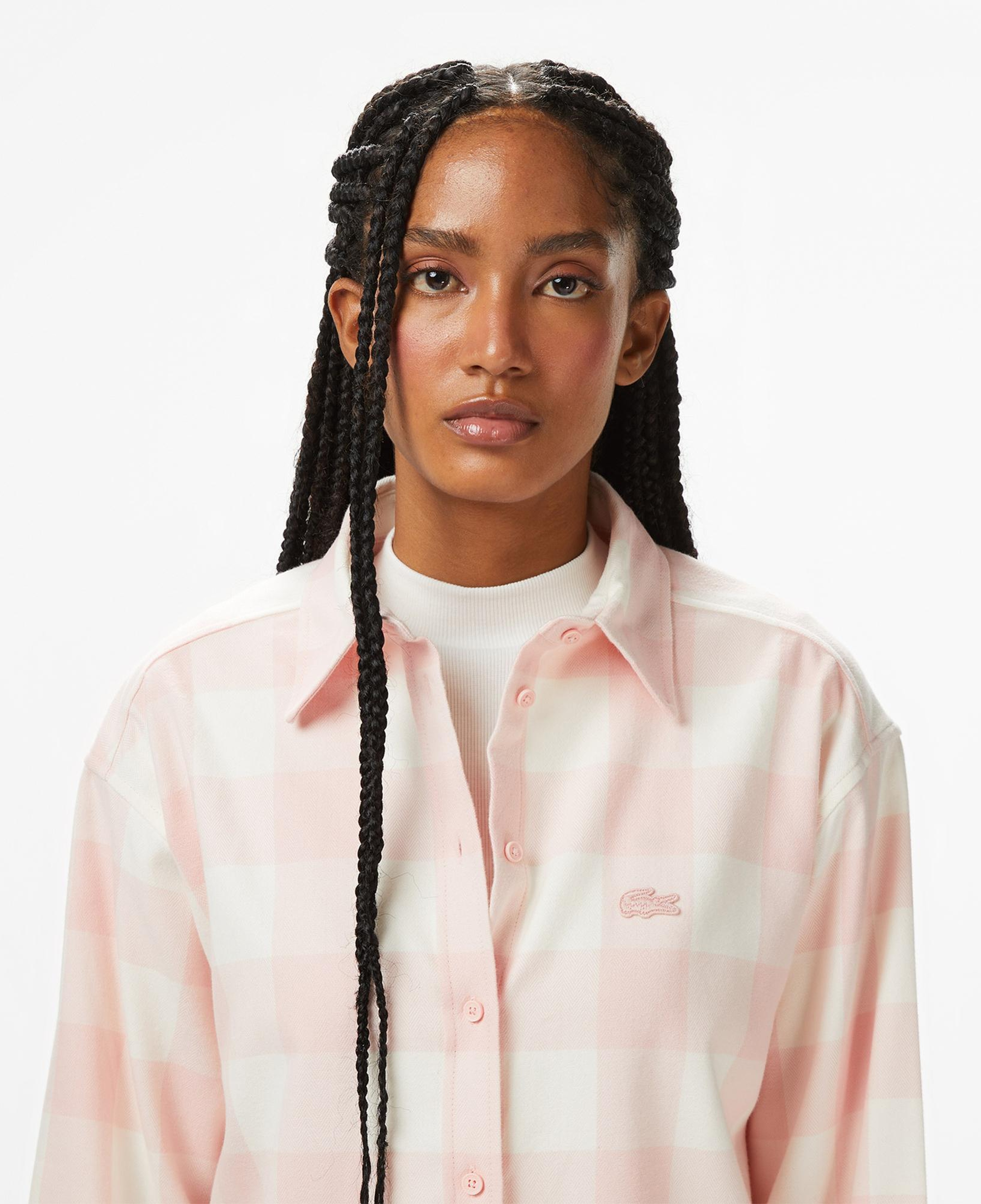 Lacoste Kadın Kareli Pembe Gömlek