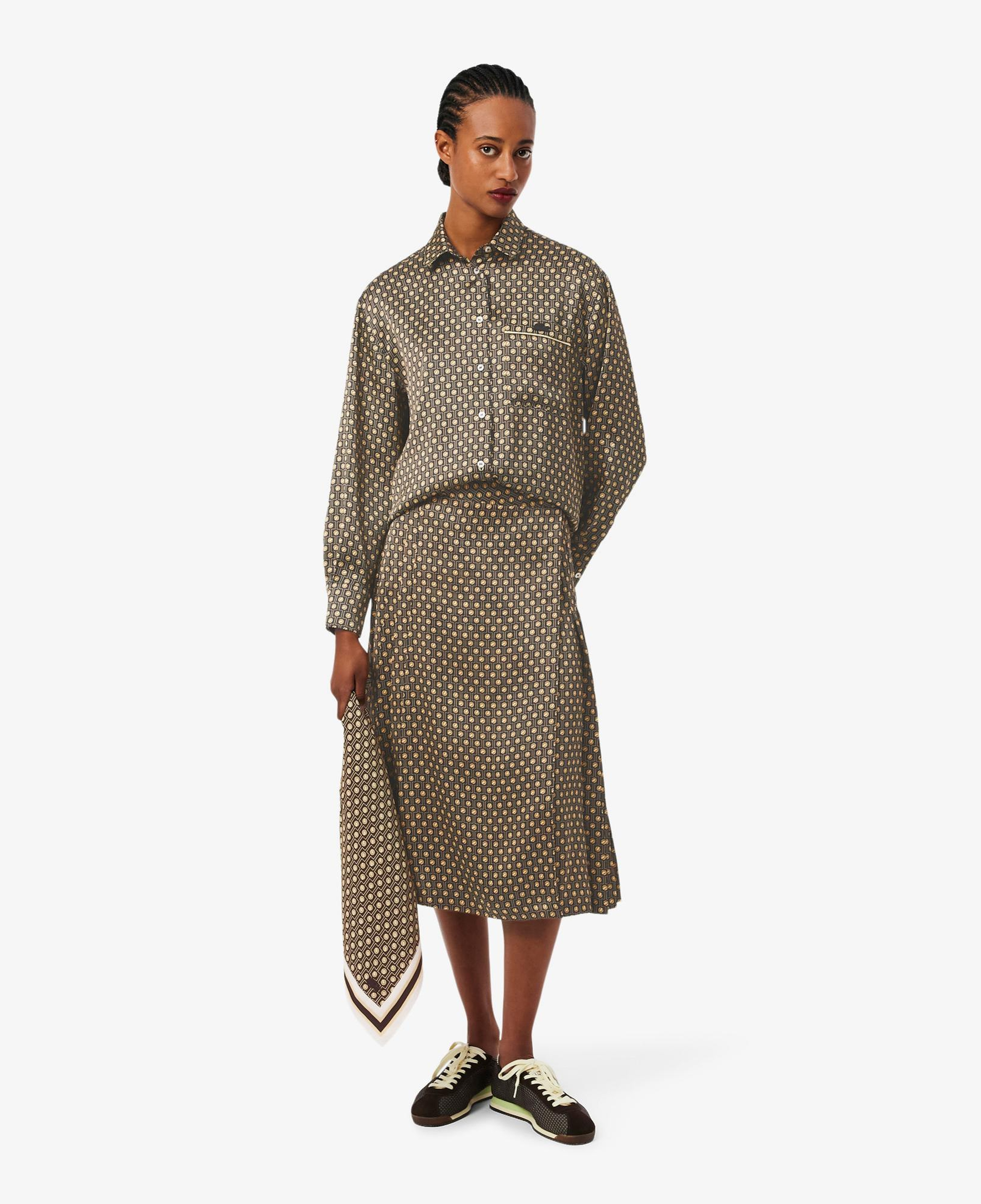 Lacoste Kadın Desenli Kahverengi Etek