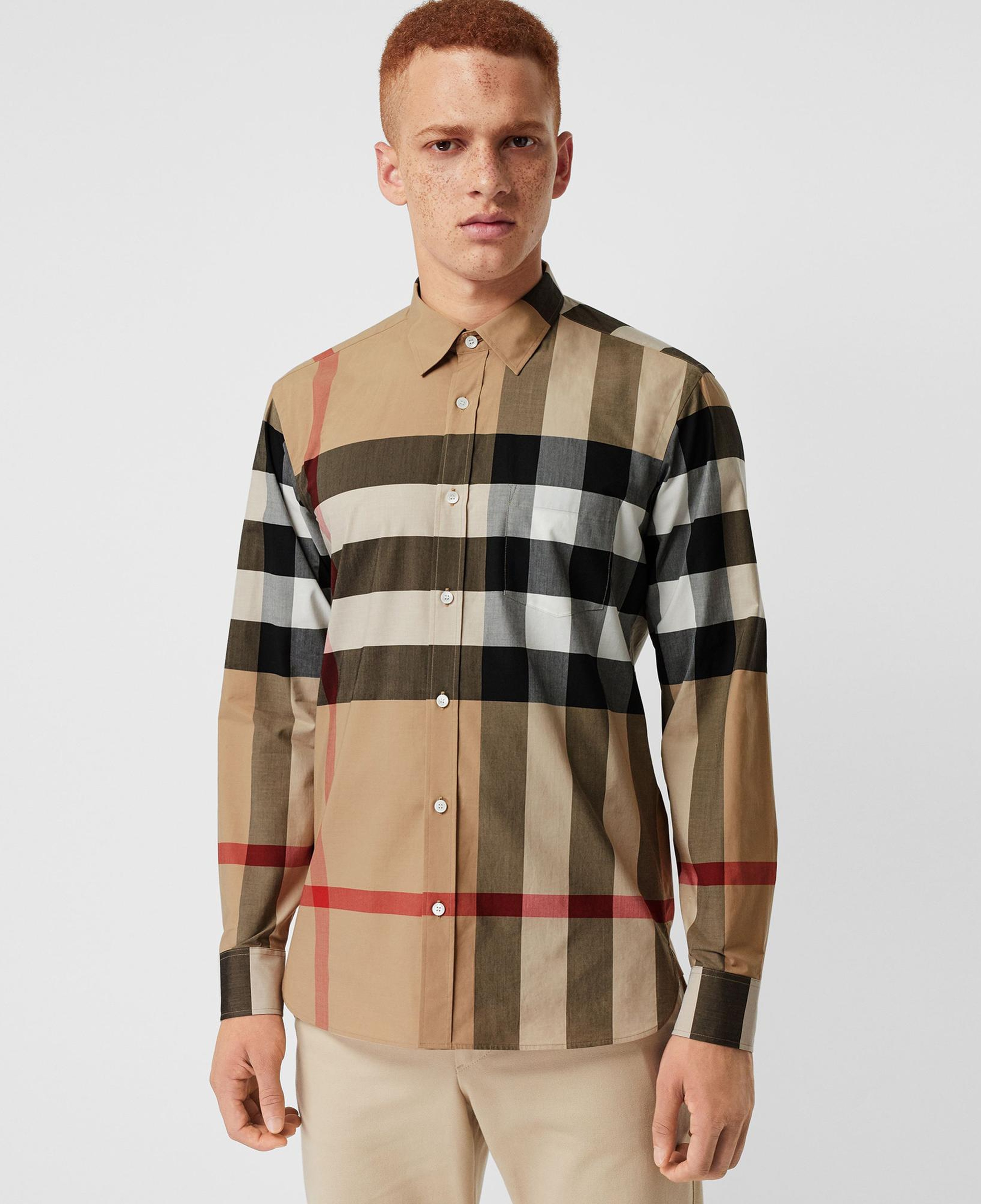 Burberry Windsor Stretch Cotton Erkek Bej Gömlek