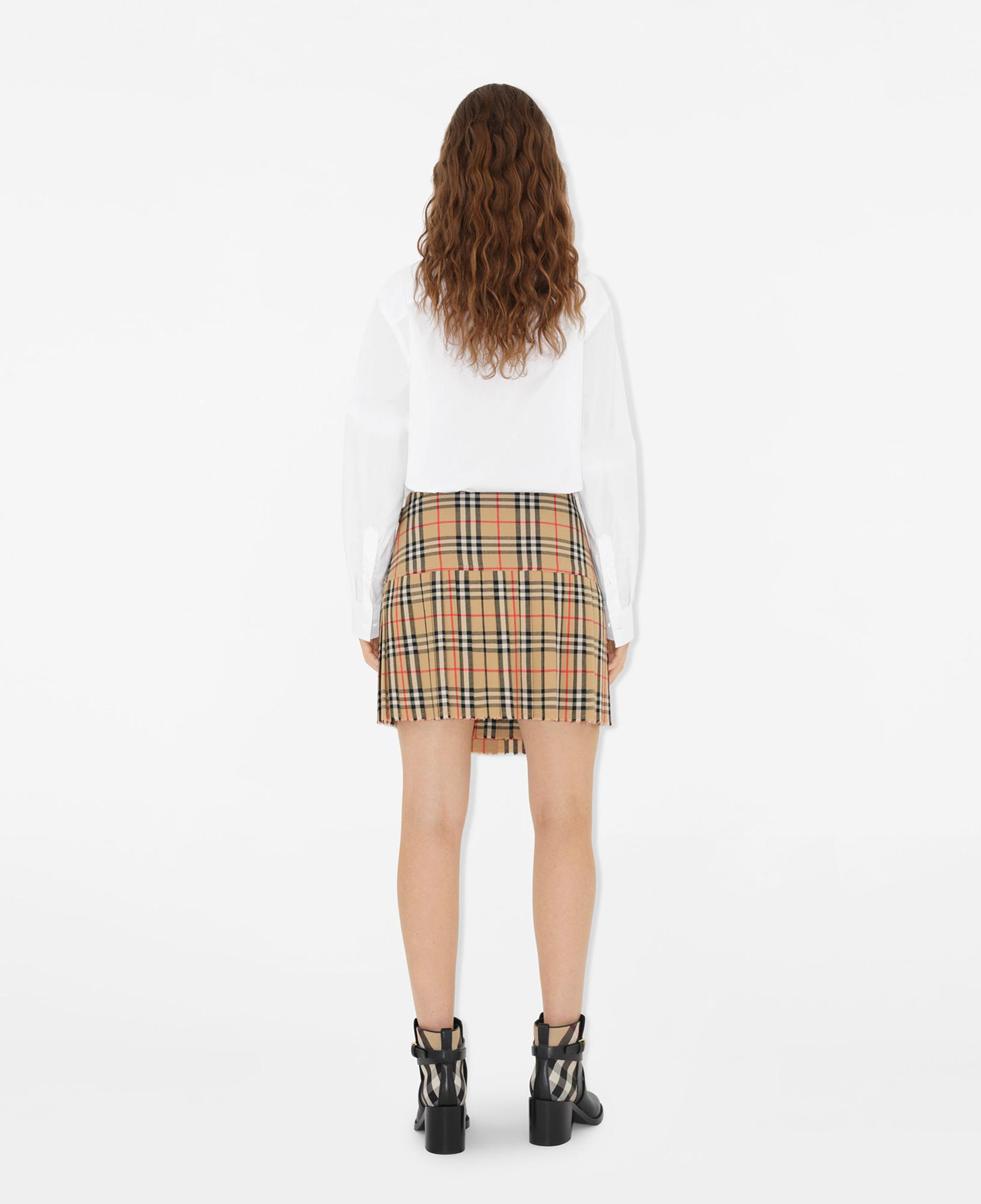 Burberry Pleated Check Yün Mini Kadın Bej Etek