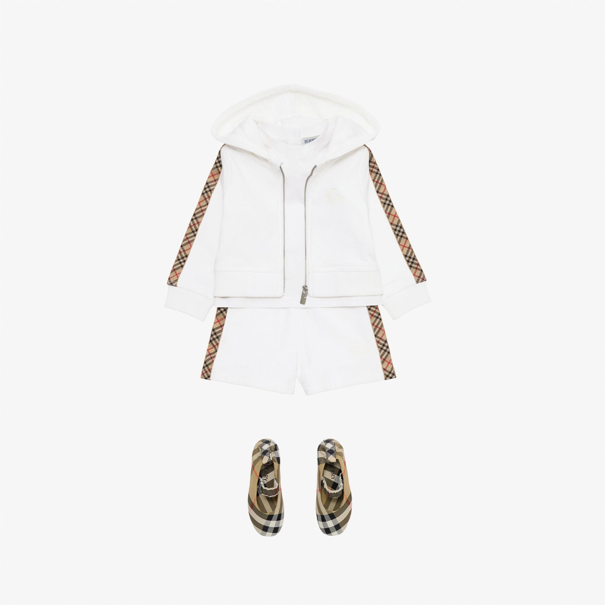 Burberry Caterina Check Trim Cotton Çocuk Beyaz Şort