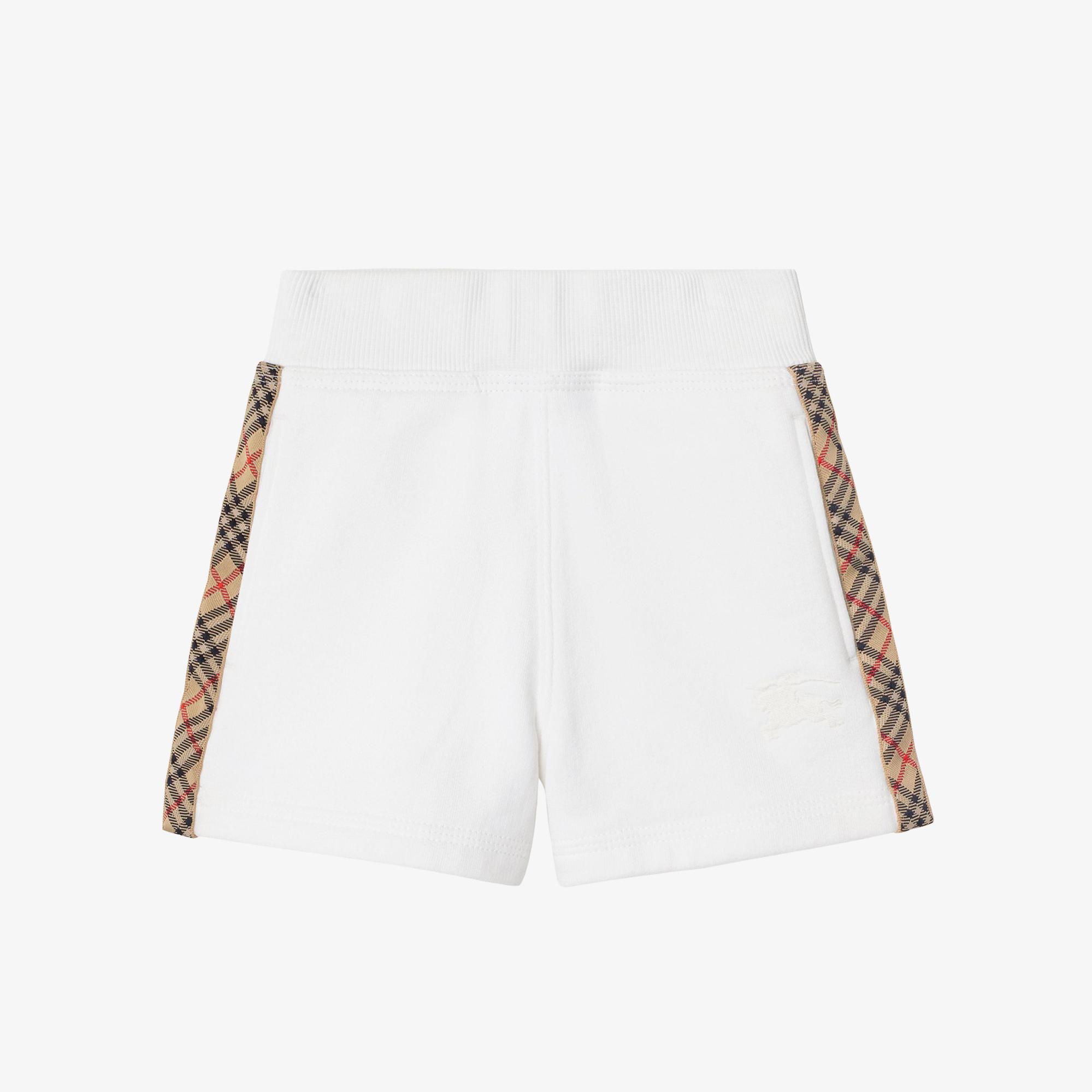 Burberry Caterina Check Trim Cotton Çocuk Beyaz Şort
