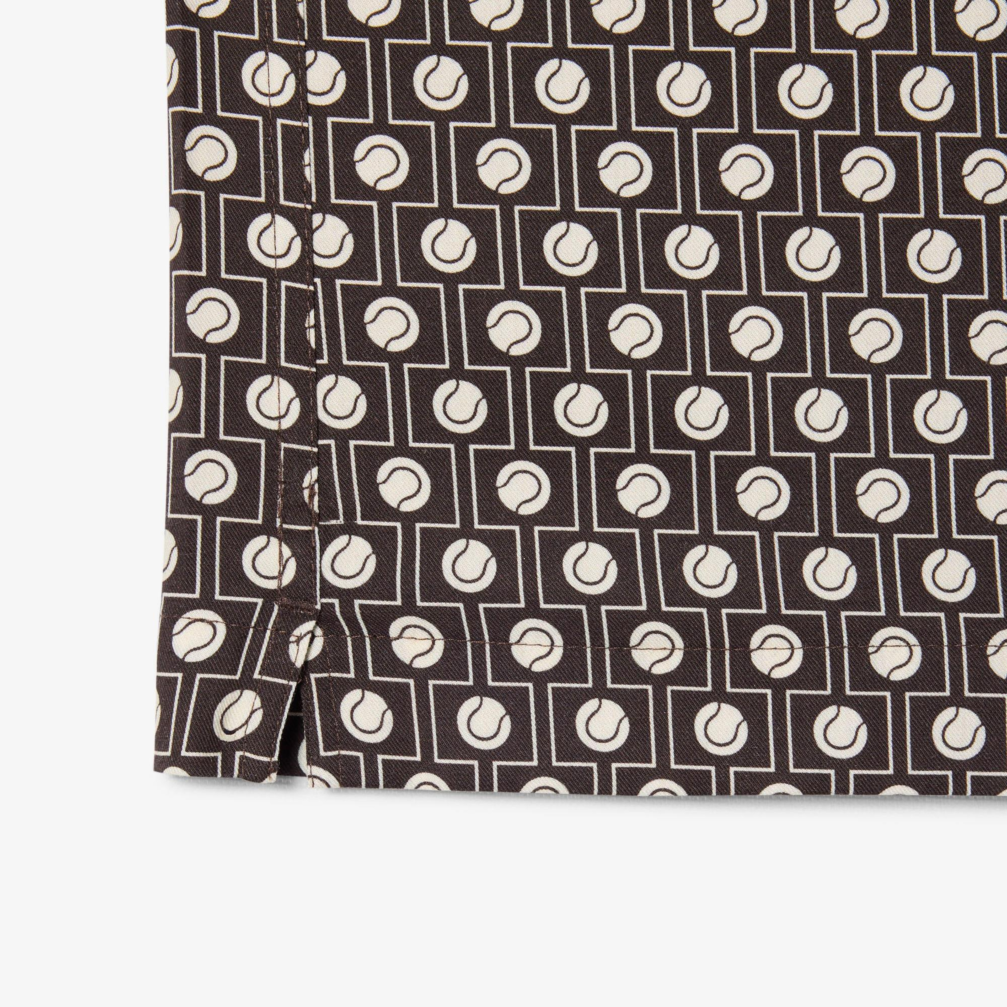 Lacoste Erkek Relaxed Fit Kısa Kollu Desenli Kahverengi Gömlek