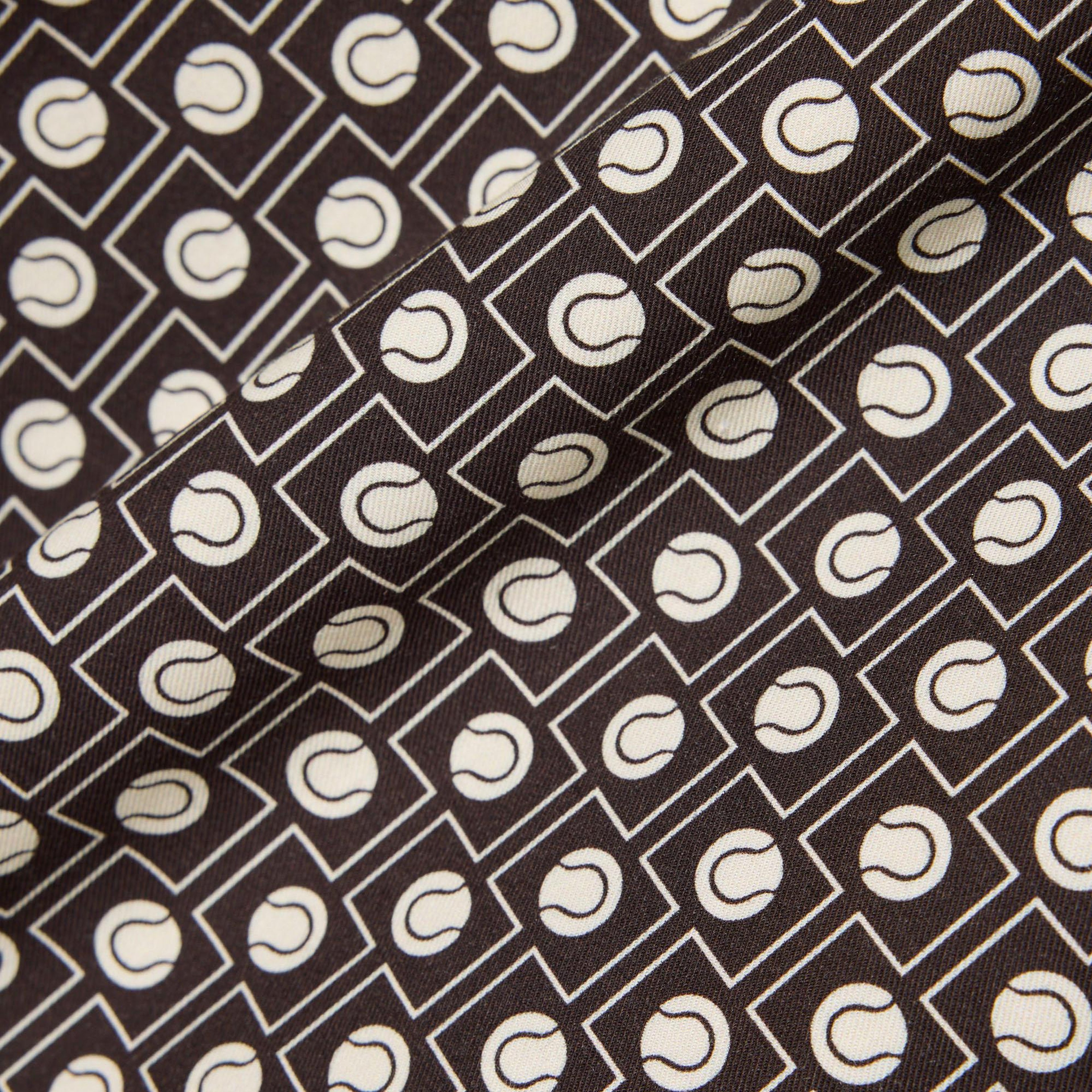 Lacoste Erkek Relaxed Fit Kısa Kollu Desenli Kahverengi Gömlek