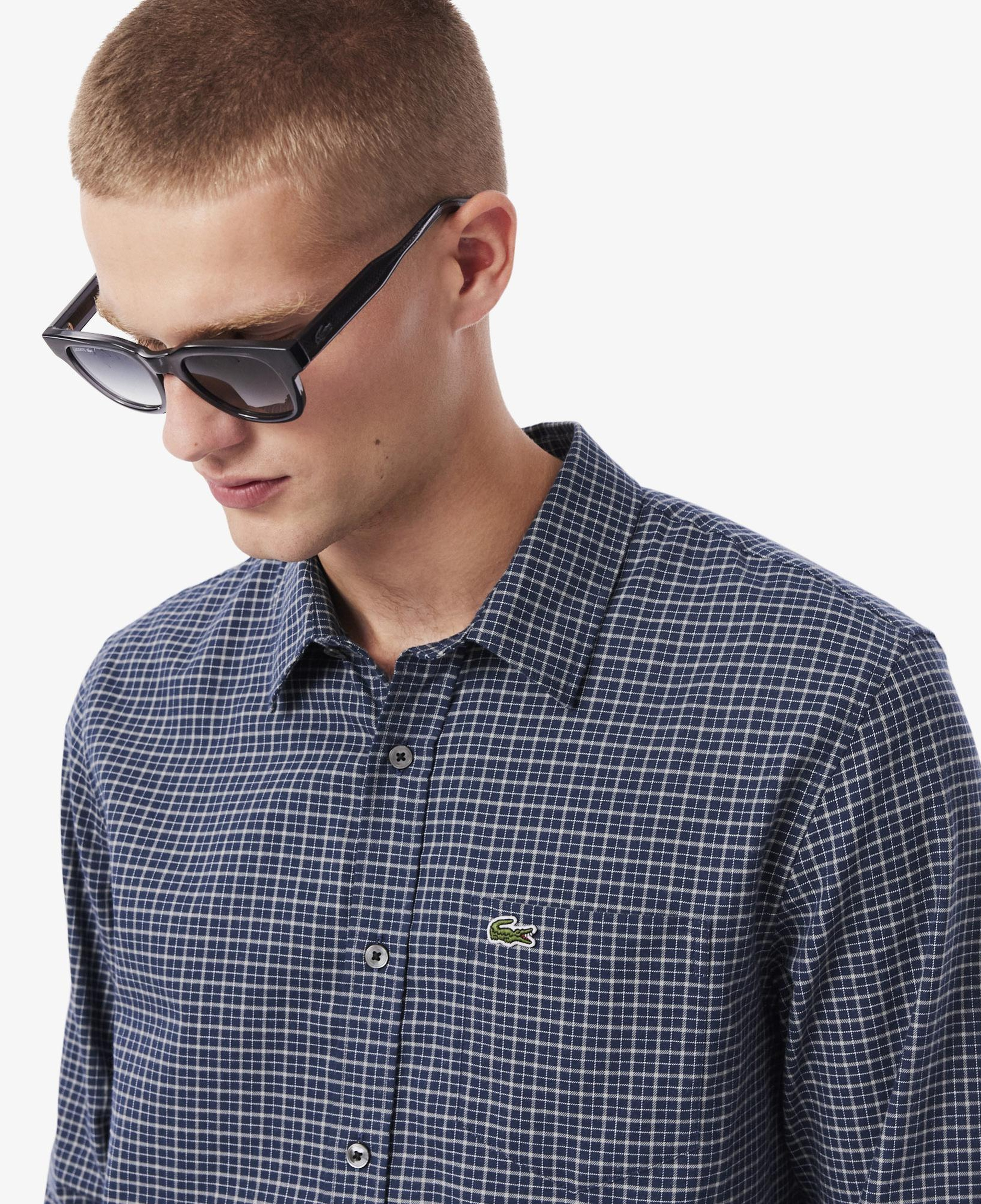 Lacoste Erkek Regular Fit Kareli Lacivert Gömlek