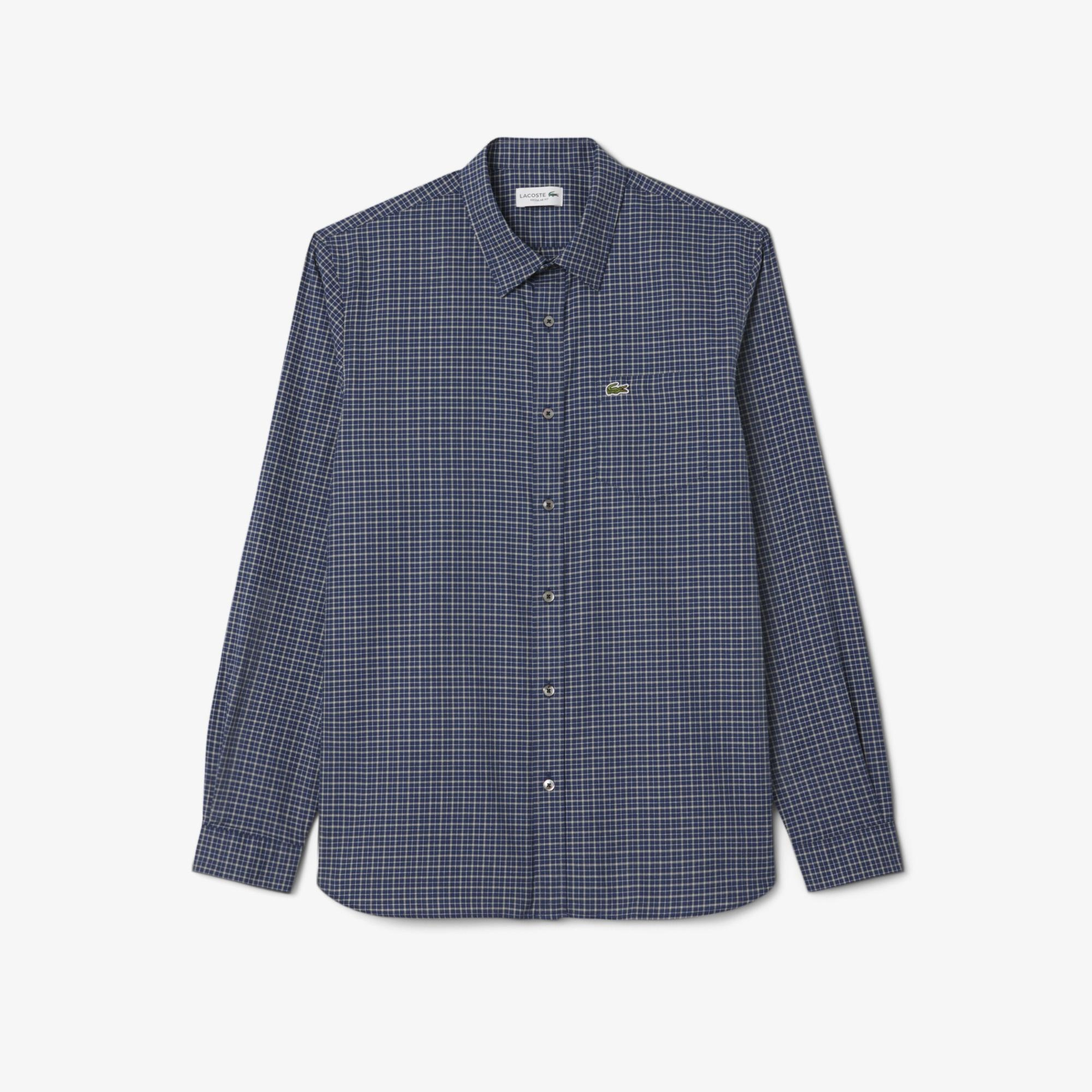 Lacoste Erkek Regular Fit Kareli Lacivert Gömlek