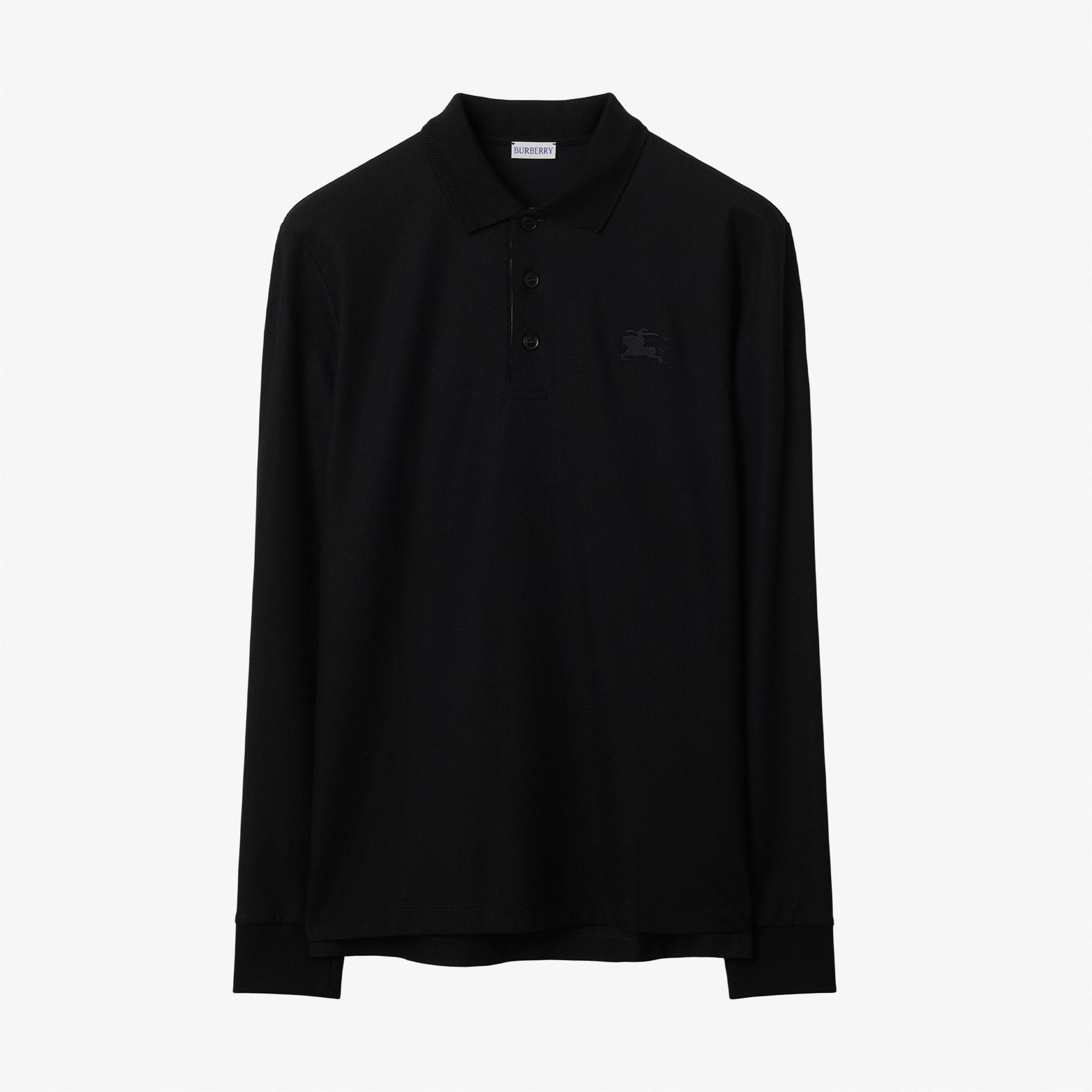Burberry Long-sleeve Pamuklu Erkek Siyah Polo