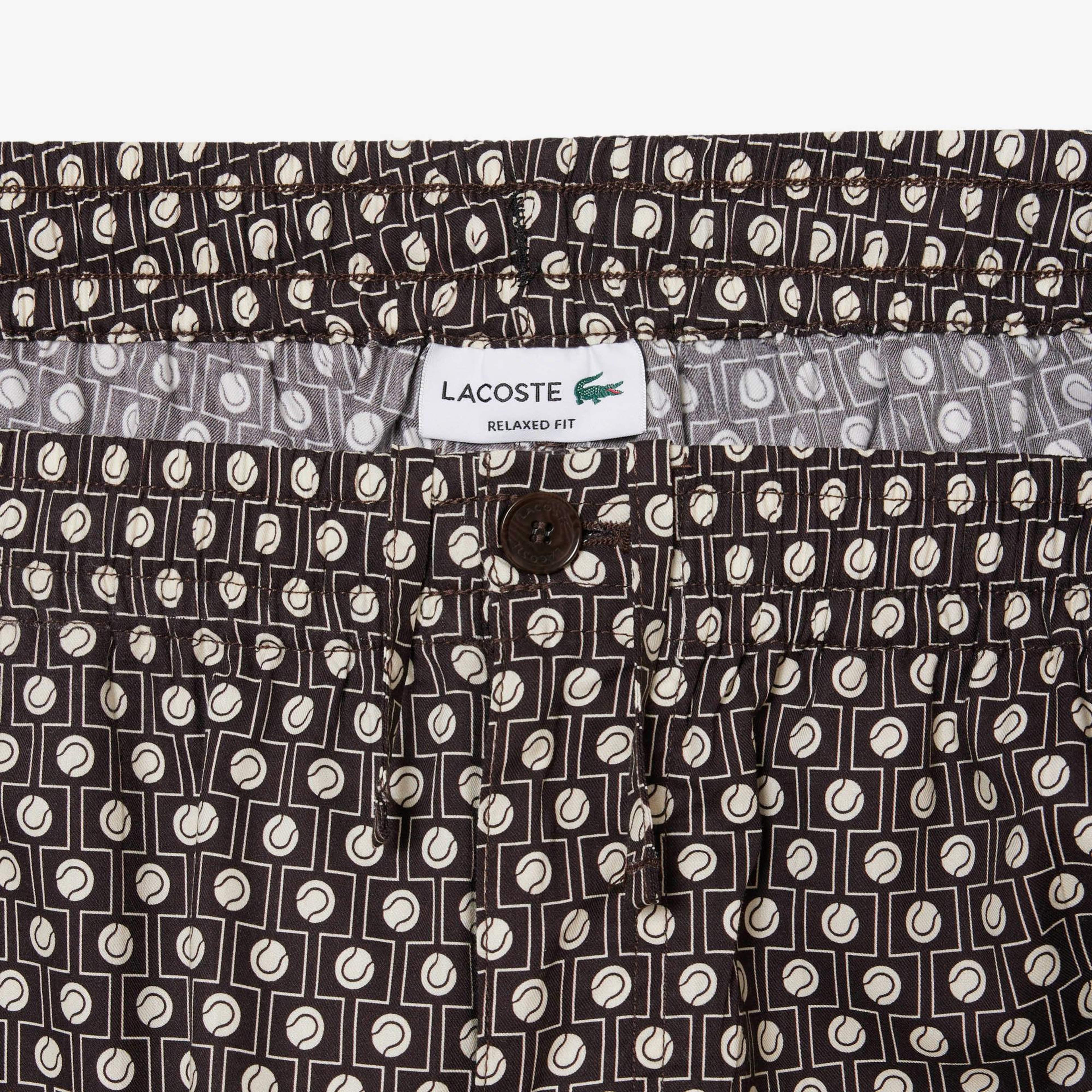 Lacoste Erkek Relaxed Fit Desenli Kahverengi Şort