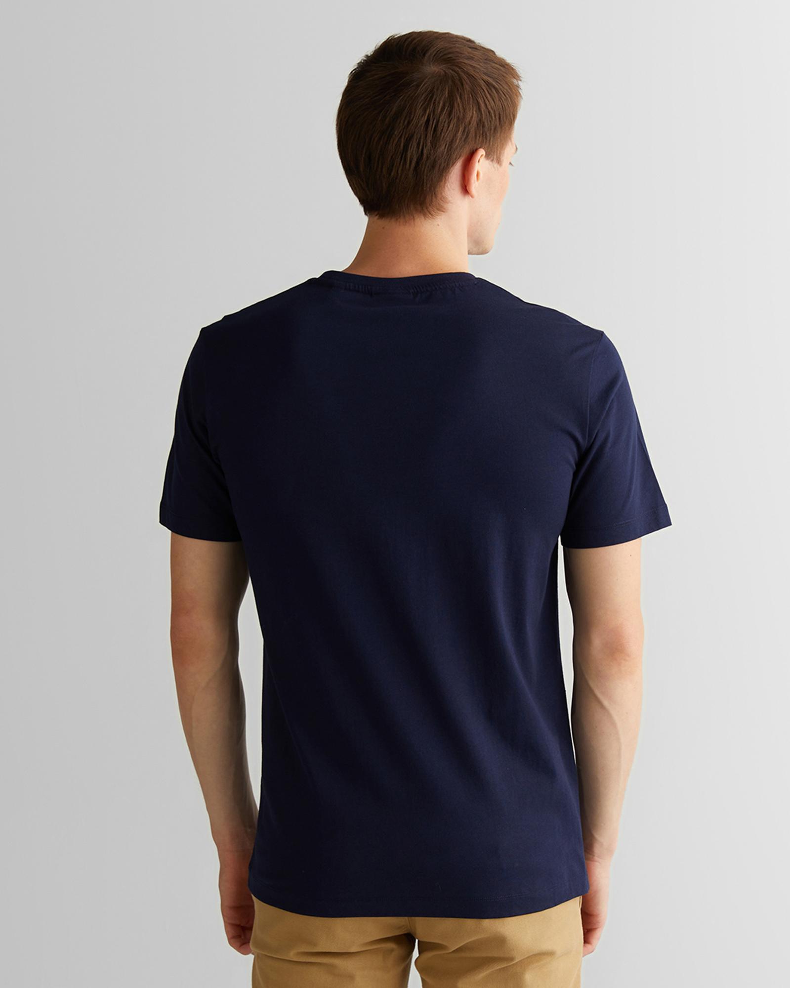 GANT Erkek Lacivert Regular Fit Bisiklet Yaka Logolu T-Shirt