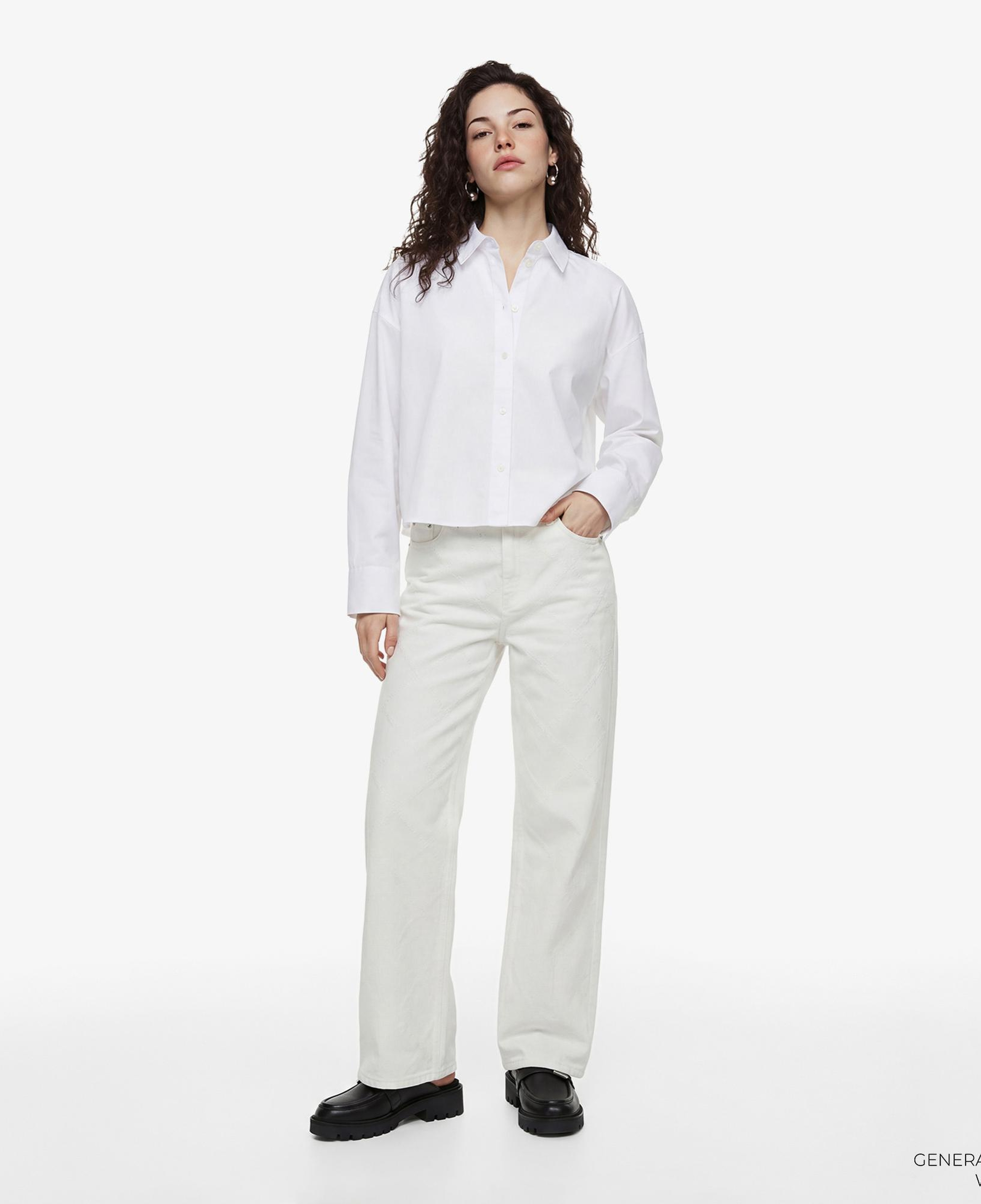 Calvin Klein Solid Boxy Cropped Kadın Beyaz Gömlek