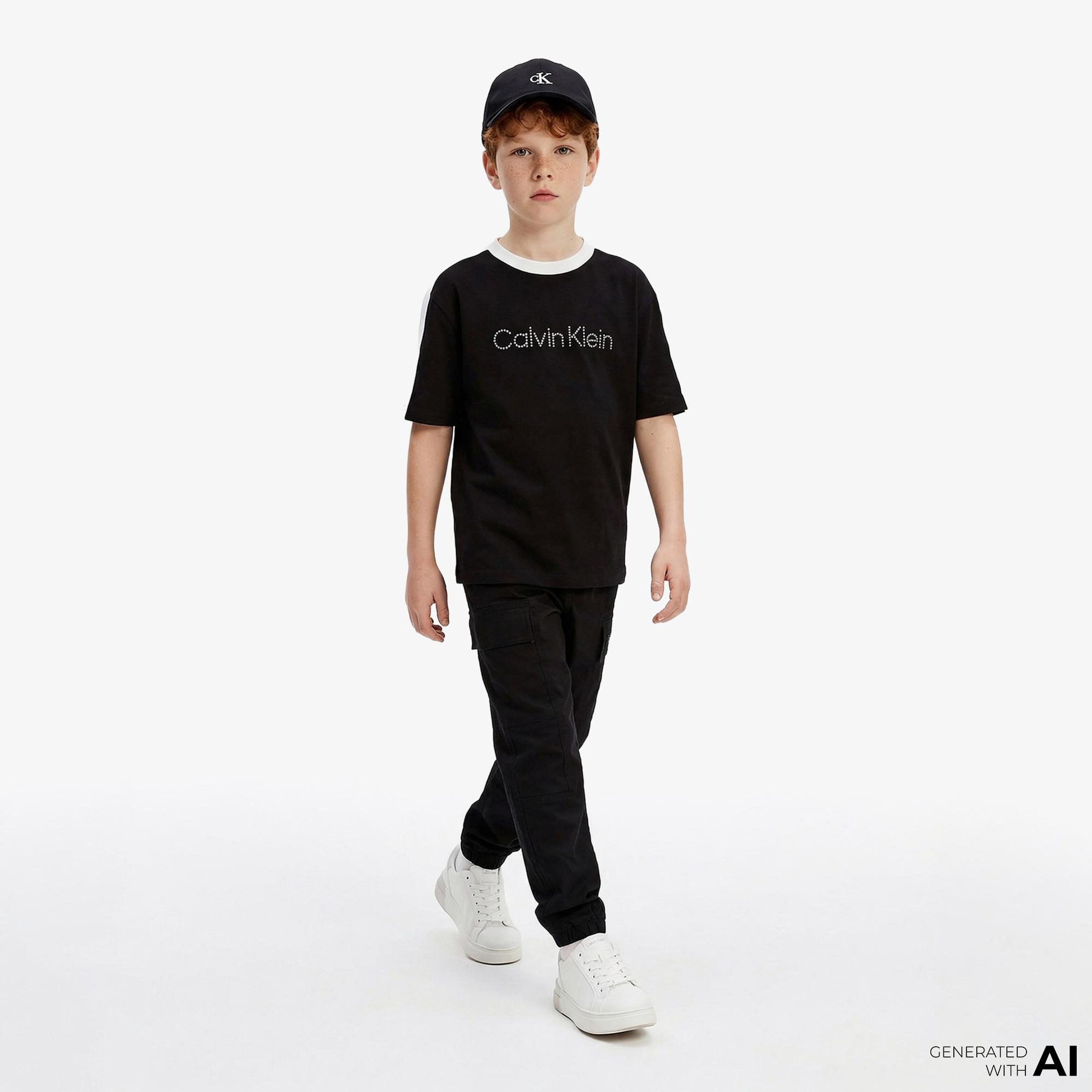 Calvin Klein Co Sateen Cargo Çocuk Siyah Pantolon