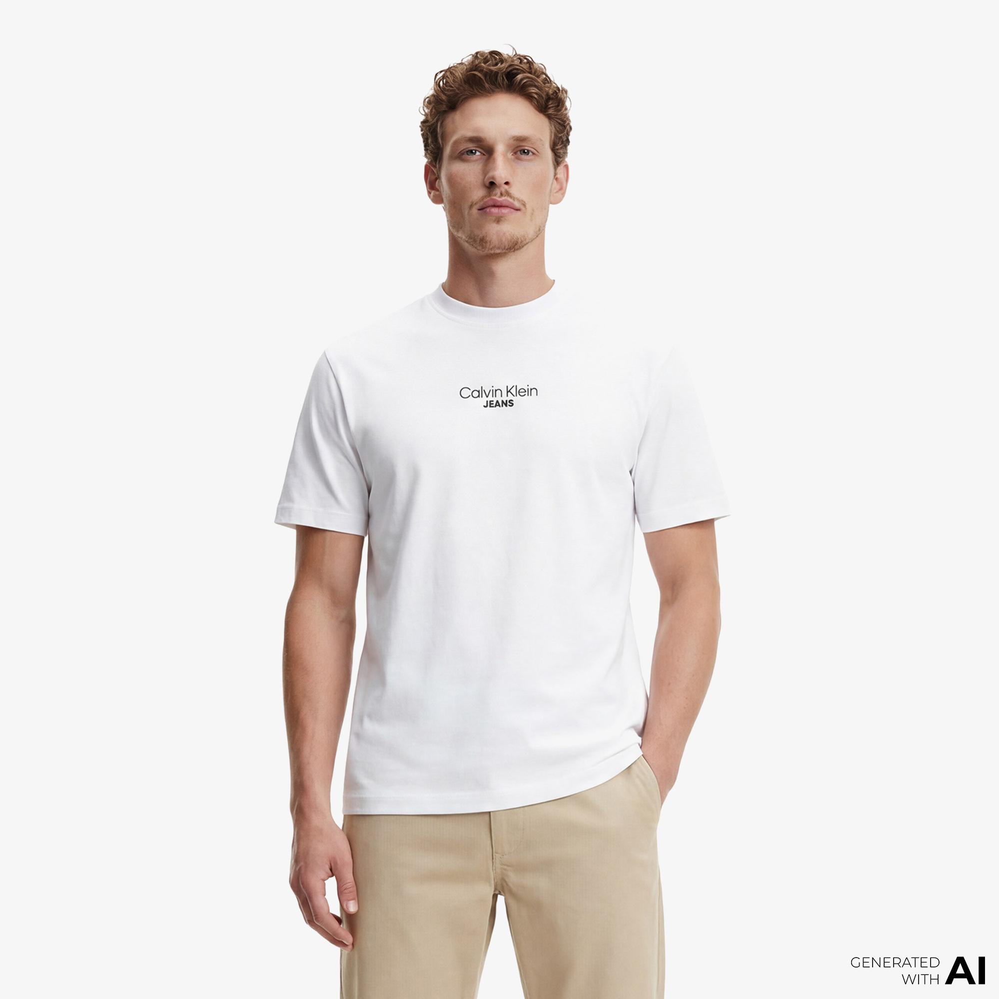 Calvin Klein Relaxed Fit Graphic Erkek Beyaz T-Shirt