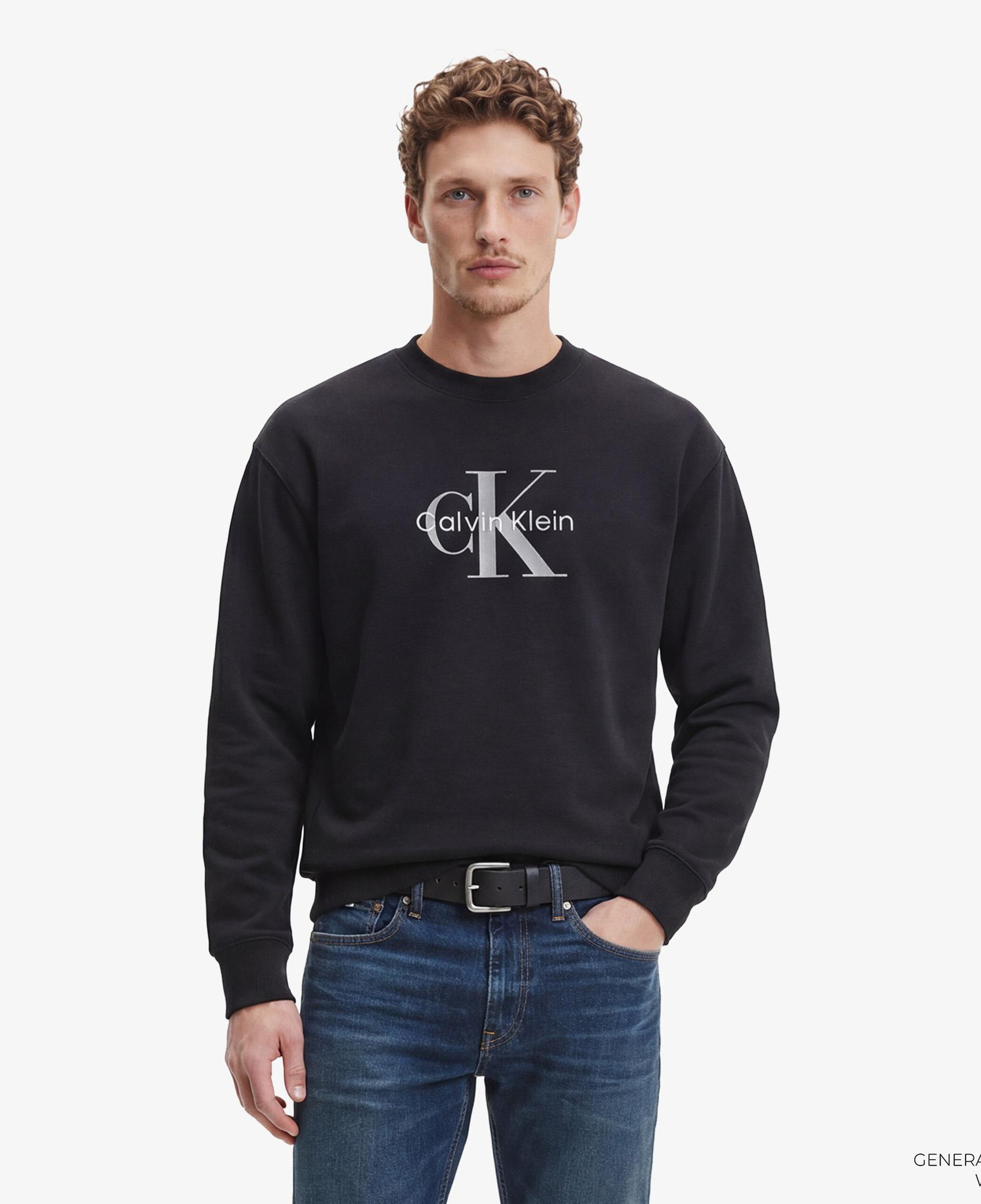 Calvin Klein Premium Terry Monologo Erkek Siyah Sweatshirt