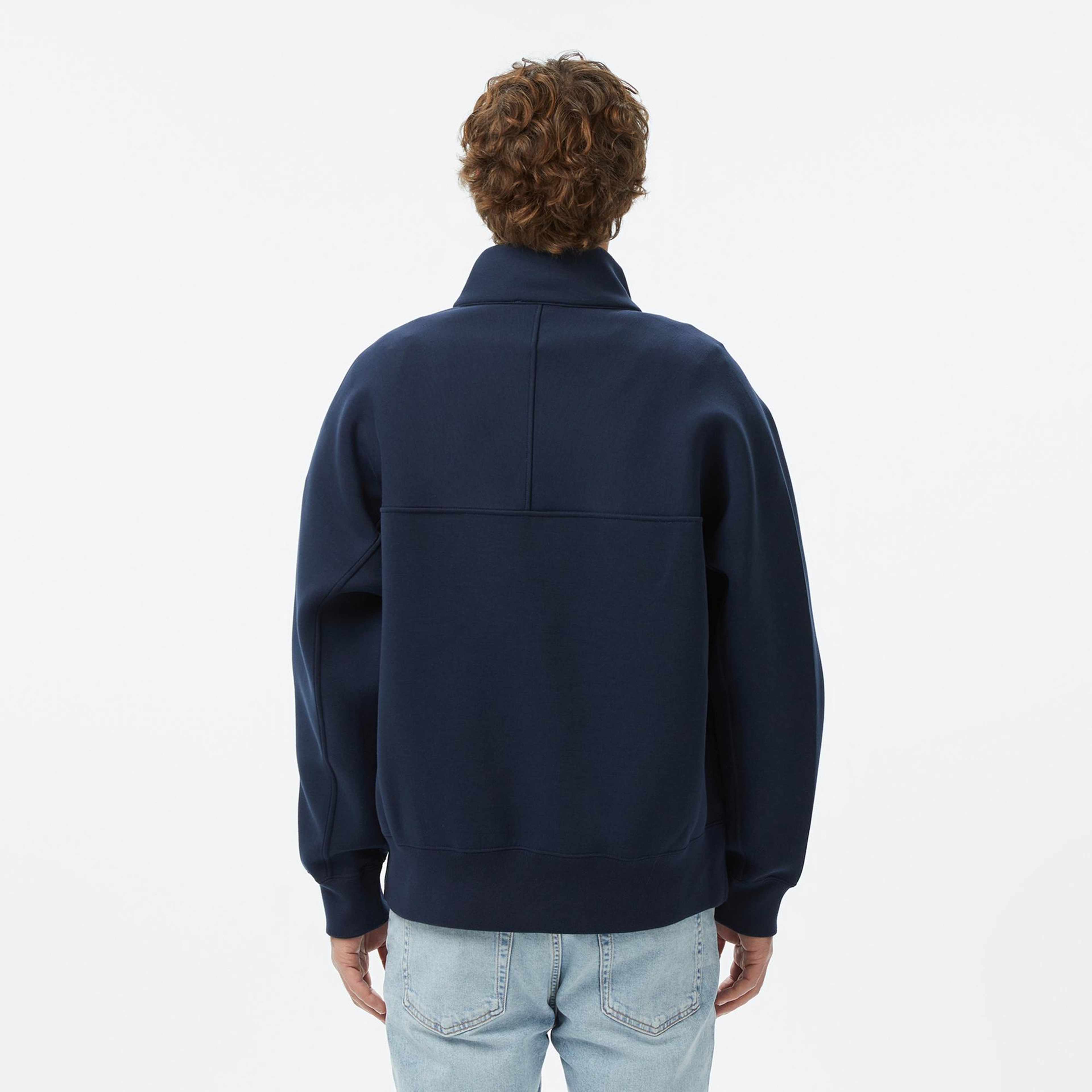 Calvin Klein Cotton Spacer Stripe Erkek Mavi Sweatshirt