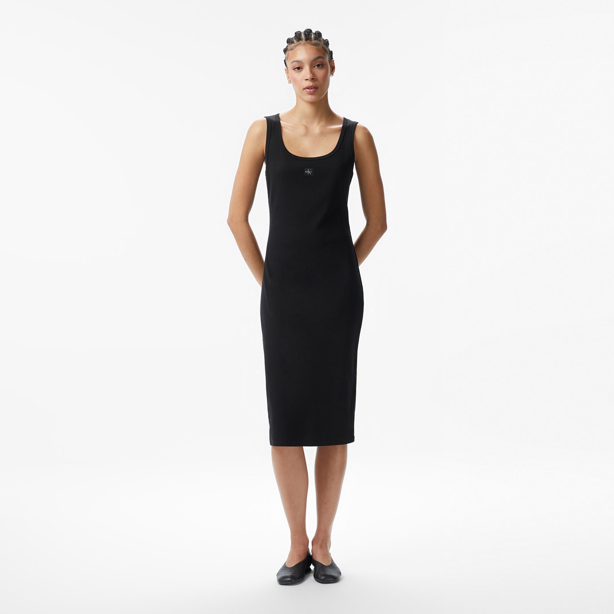 Calvin Klein Baby Woven Label Square Kadın Siyah Elbise