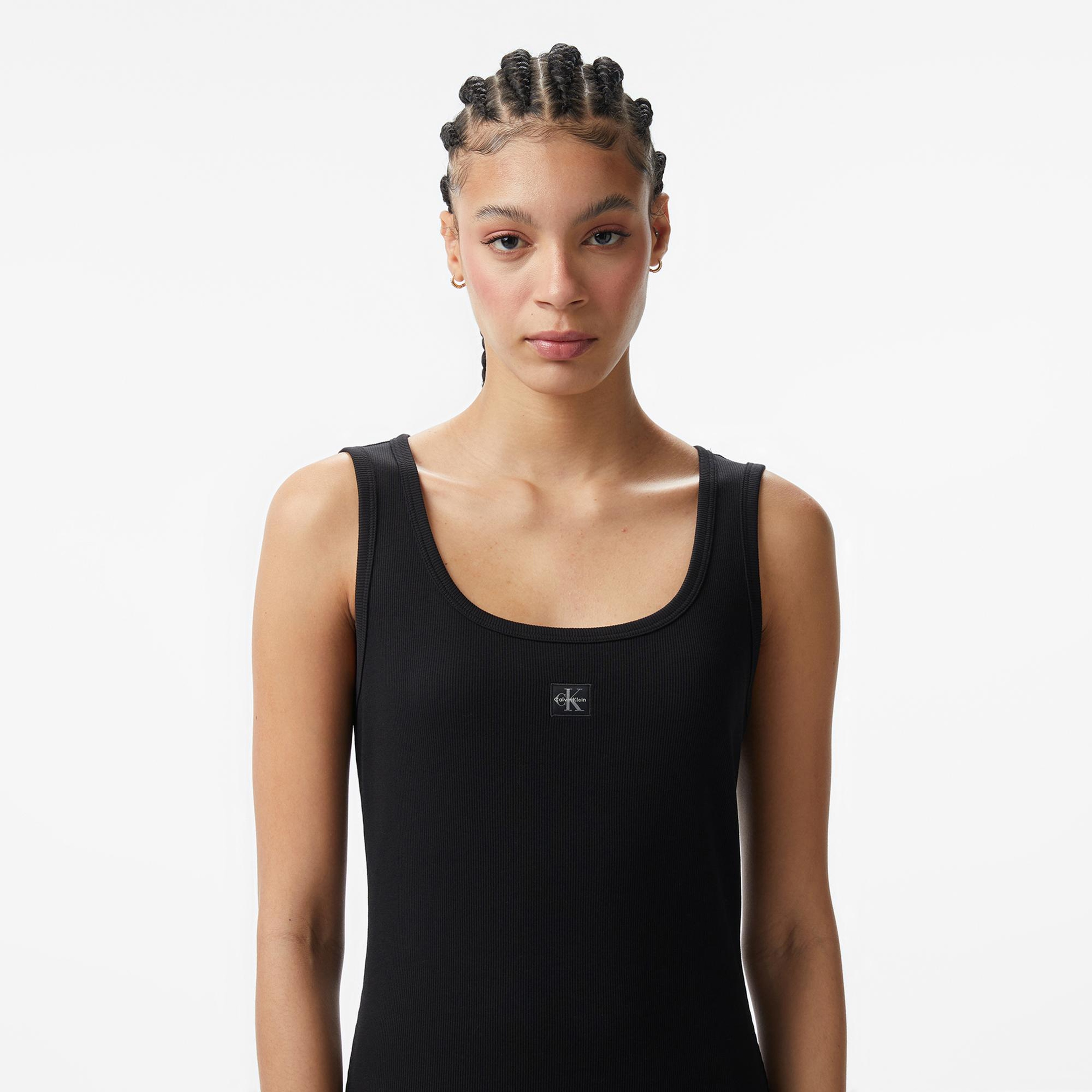 Calvin Klein Baby Woven Label Square Kadın Siyah Elbise