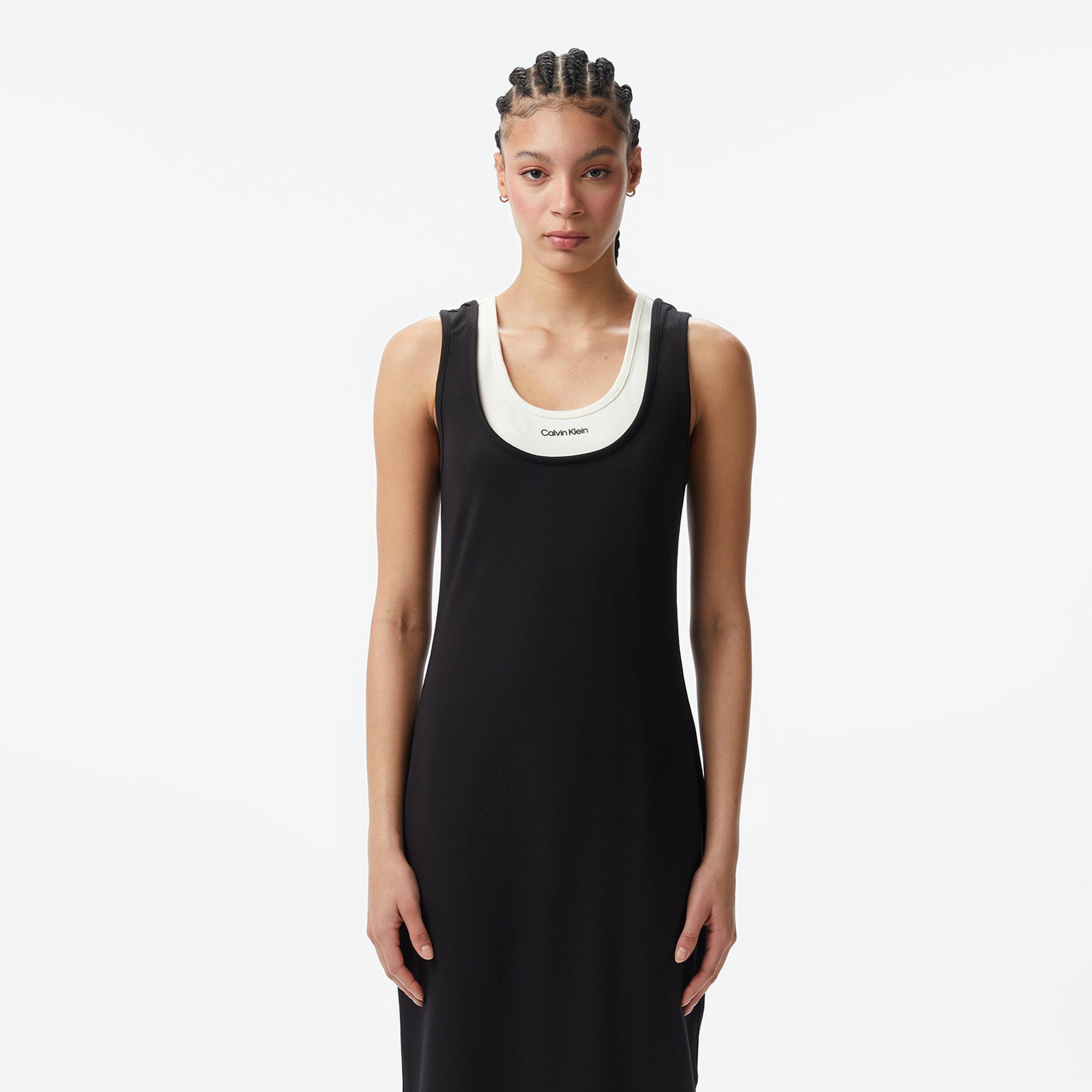 Calvin Klein Interlock Midi Kadın Siyah Elbise