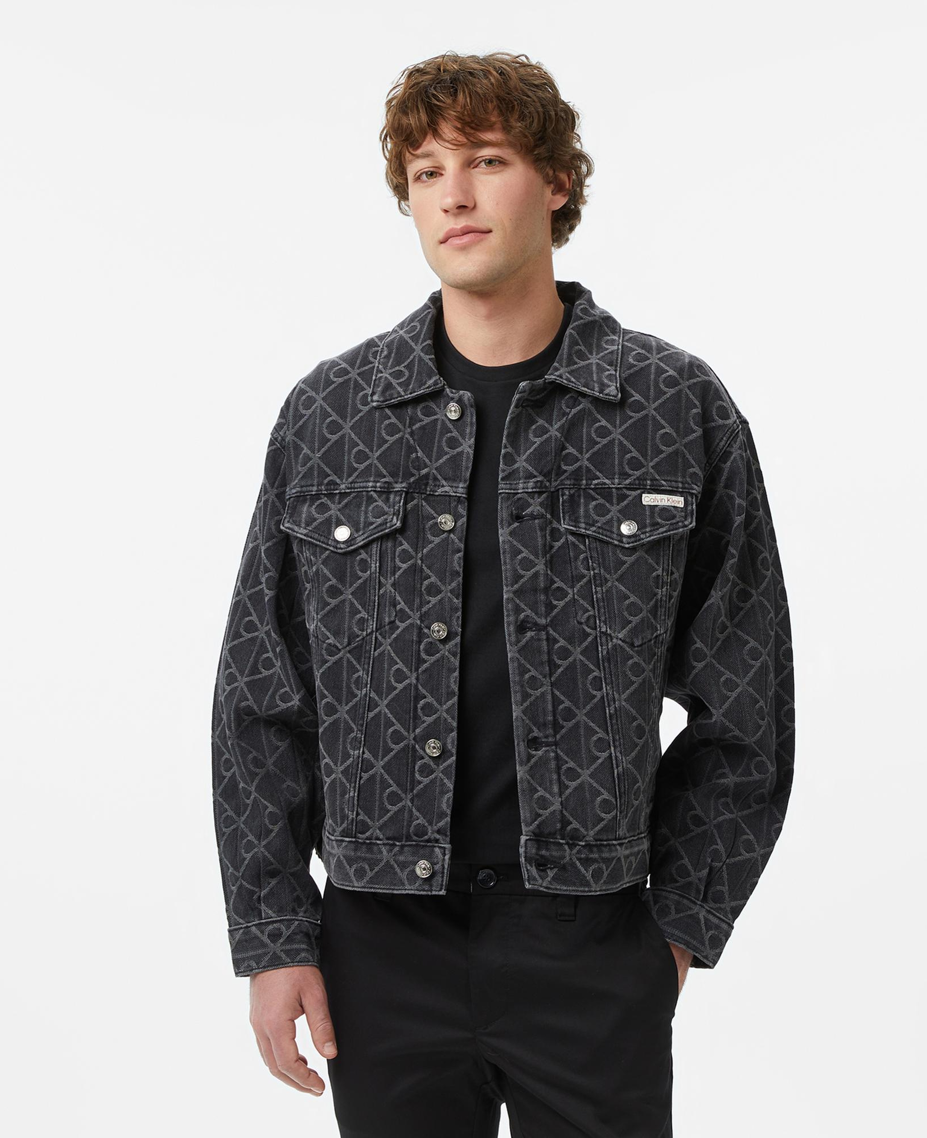 Calvin Klein 90S Black Emblem Jacquard Erkek Siyah Ceket