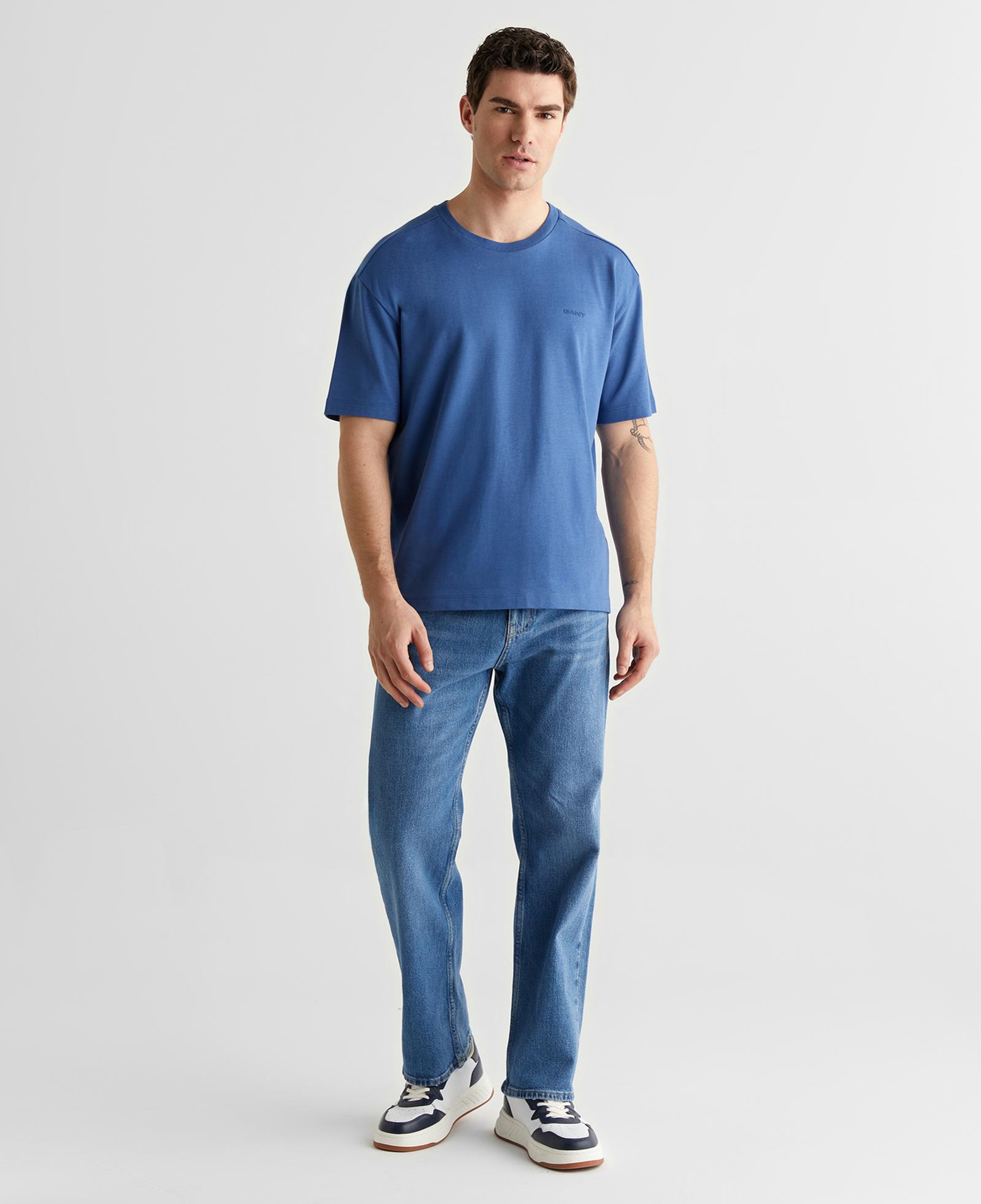 GANT Erkek Mavi Baskılı Kısa Kollu T-Shirt