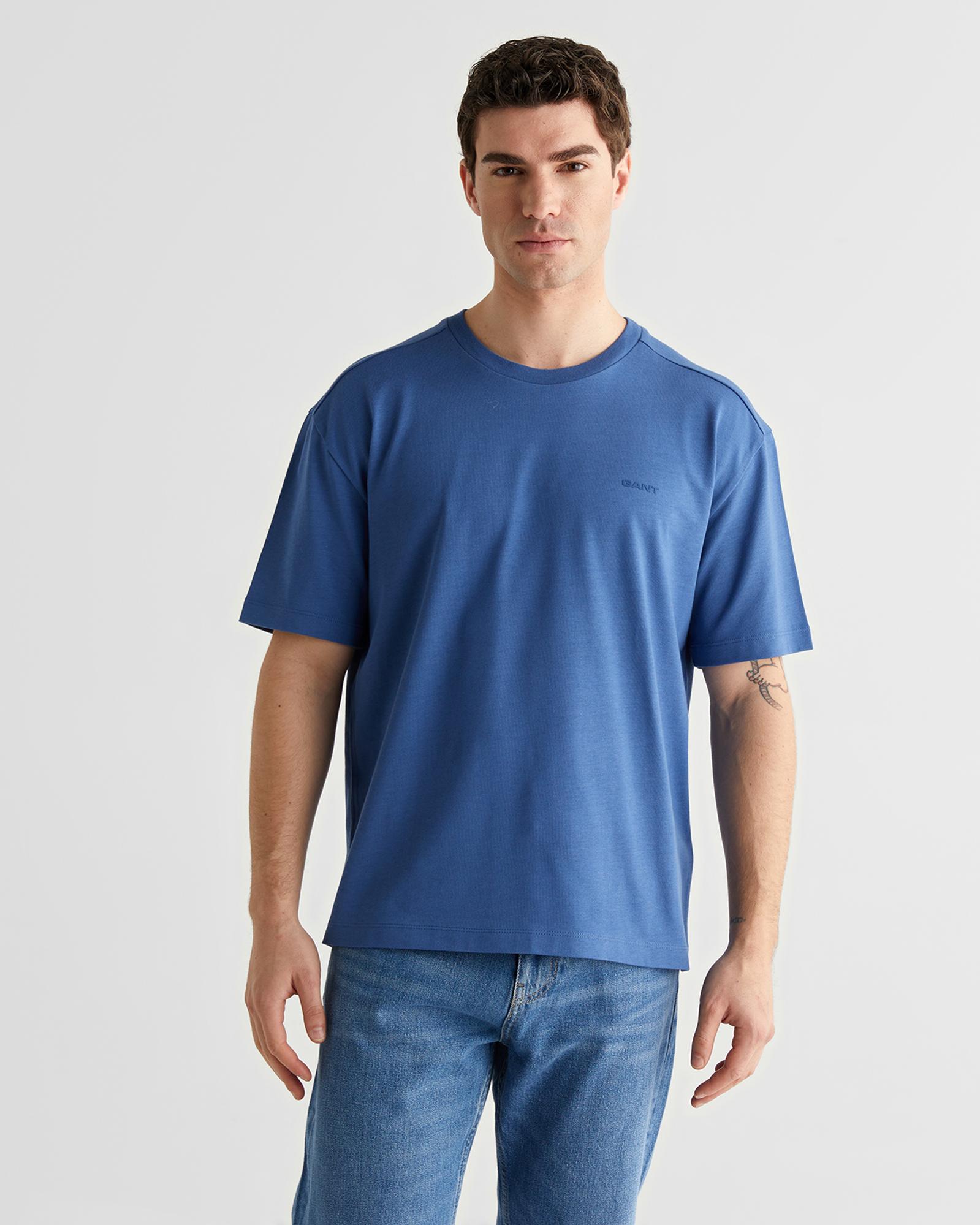 GANT Erkek Mavi Baskılı Kısa Kollu T-Shirt