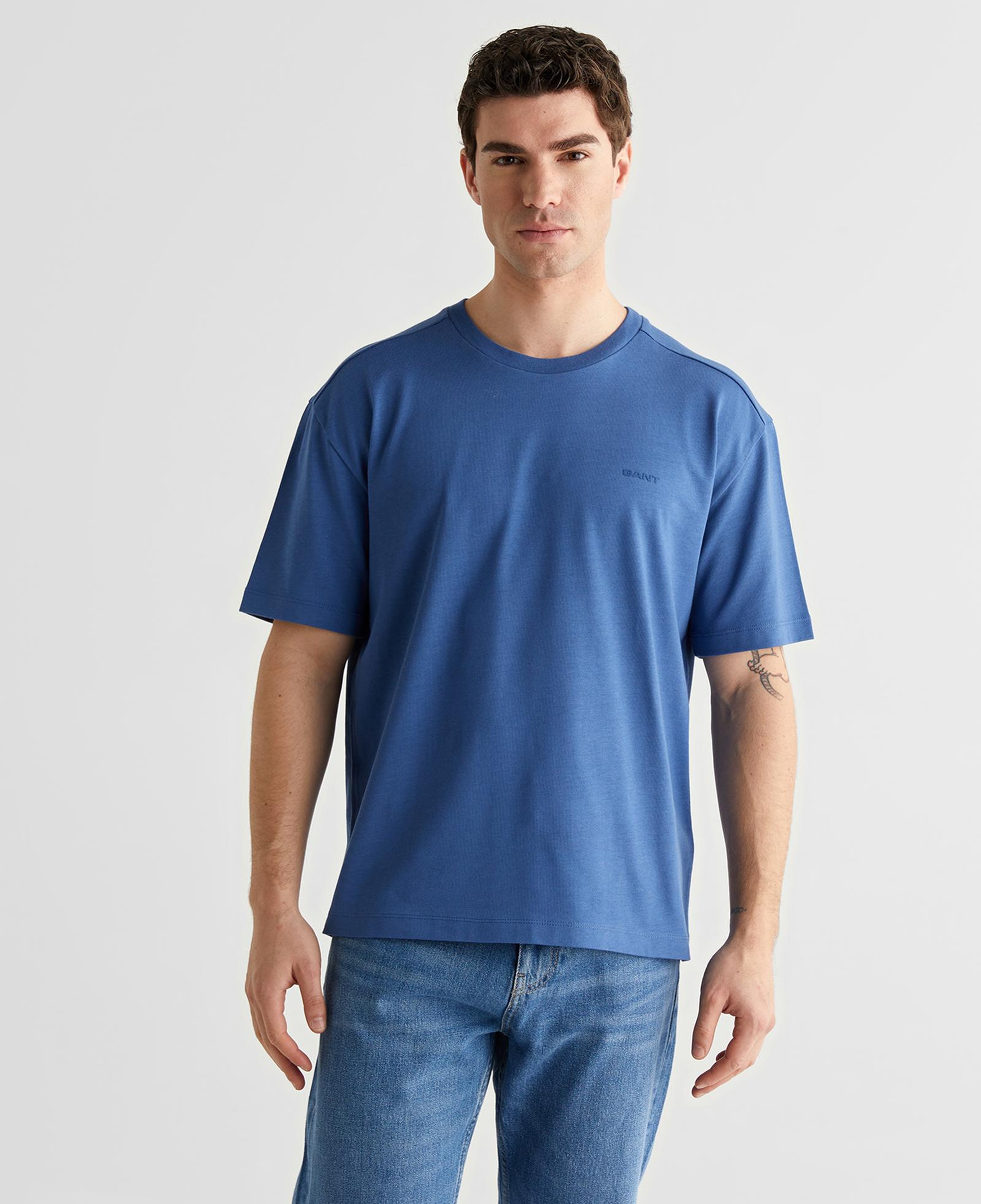 GANT Erkek Mavi Baskılı Kısa Kollu T-Shirt