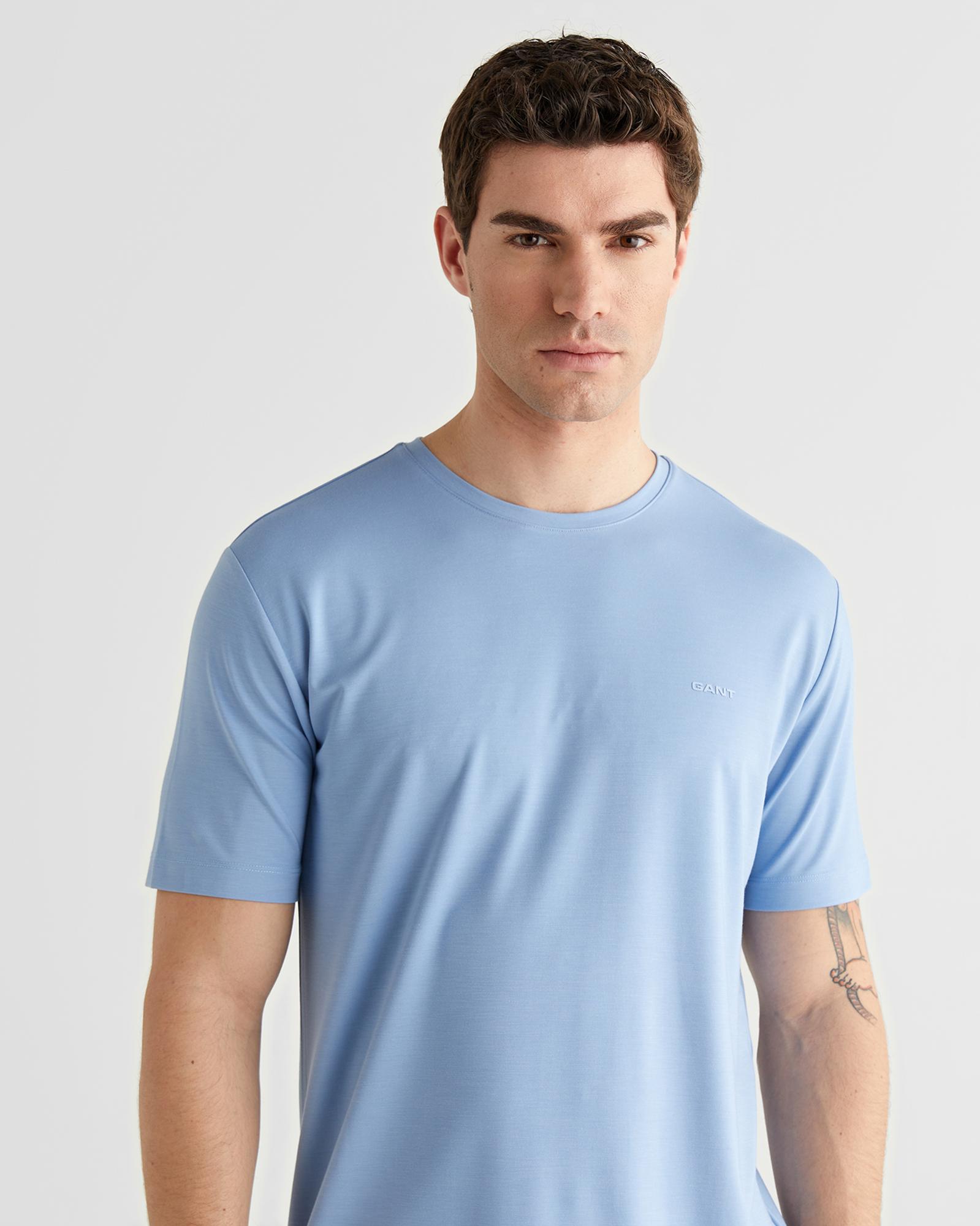 GANT Erkek Mavi Baskılı Kısa Kollu T-Shirt