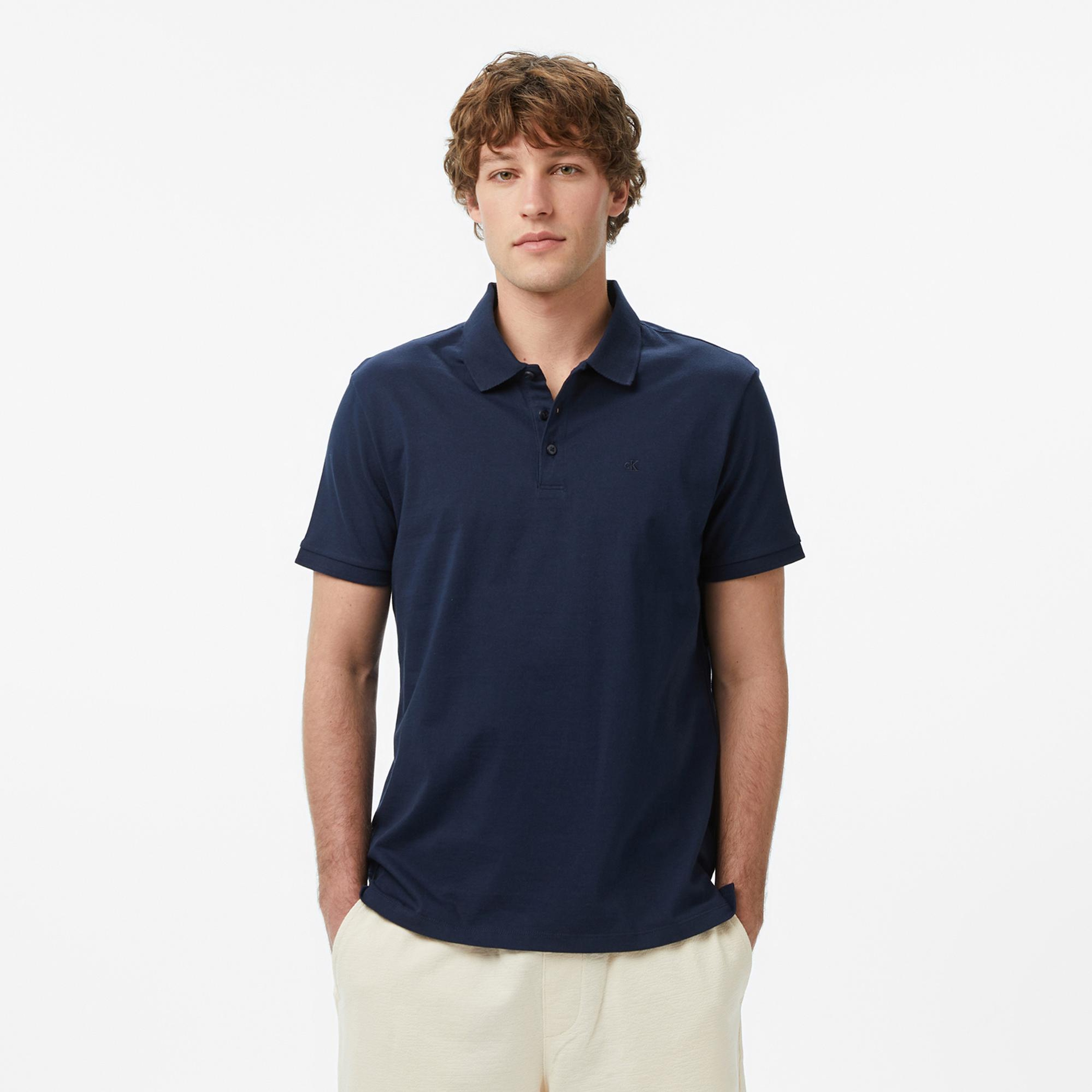 Calvin Klein Classic Monogram Erkek Mavi Polo