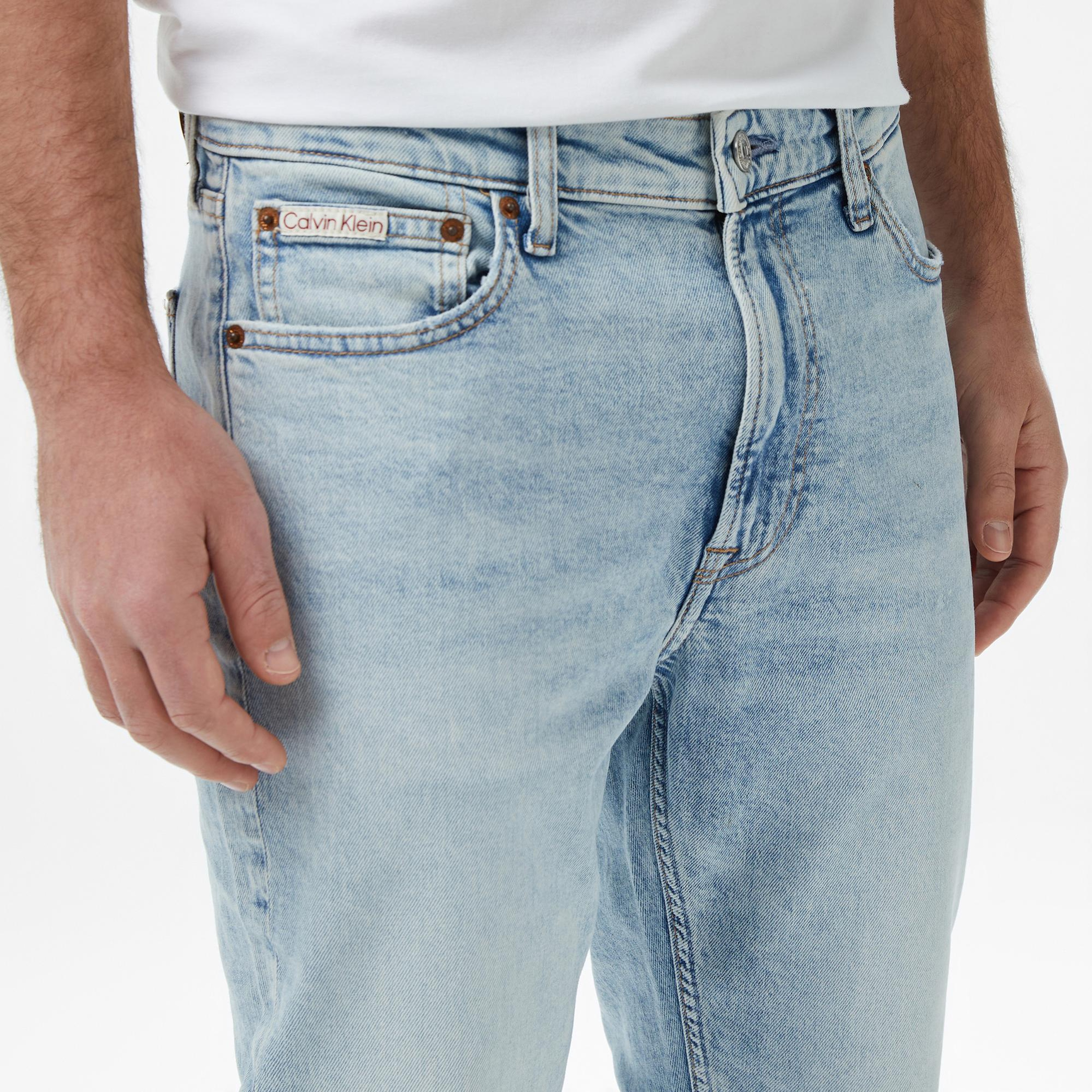 Calvin Klein Slim Taper Marbled Beacon Erkek Mavi Jean