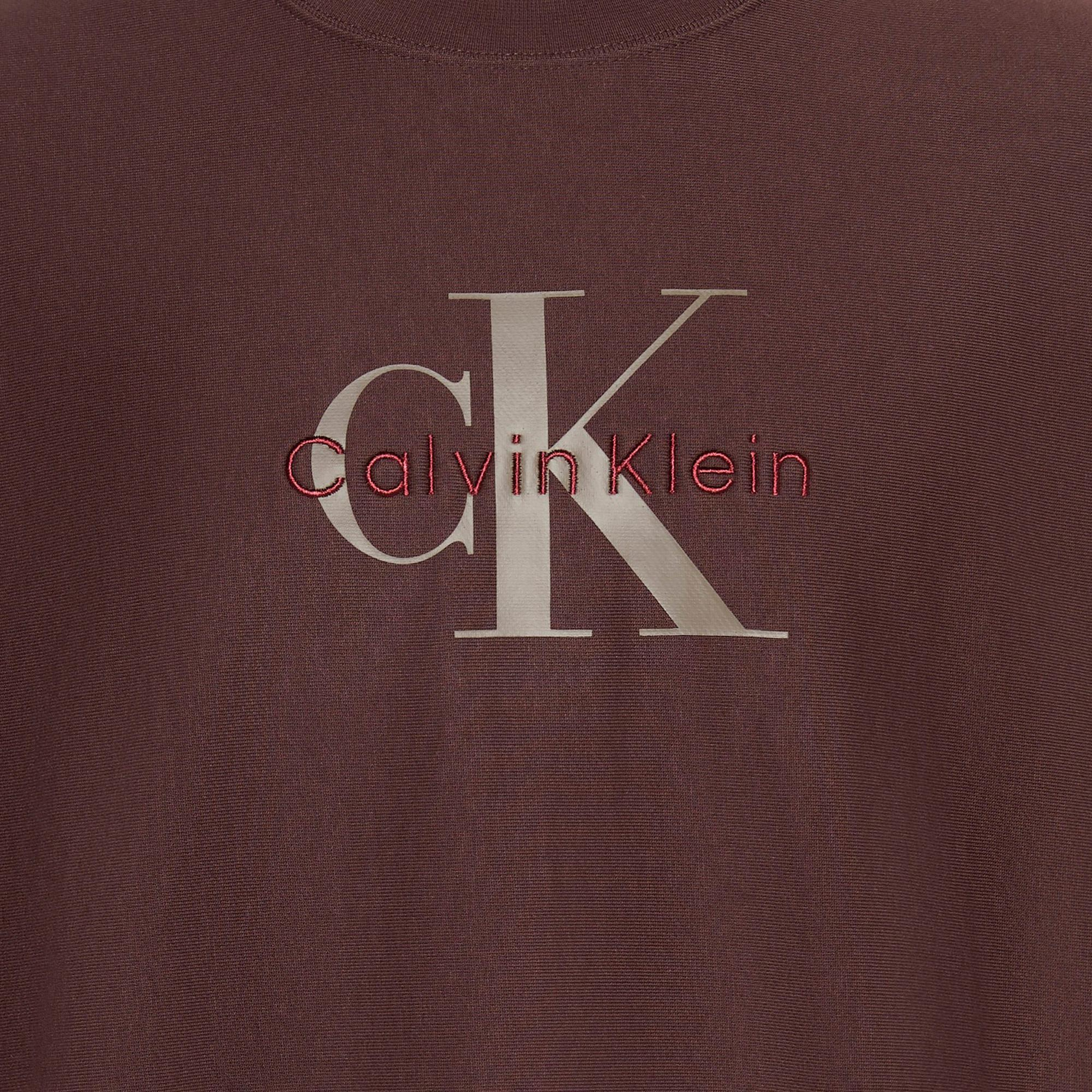 Calvin Klein Premium Terry Monologo Erkek Kahverengi Sweatshirt