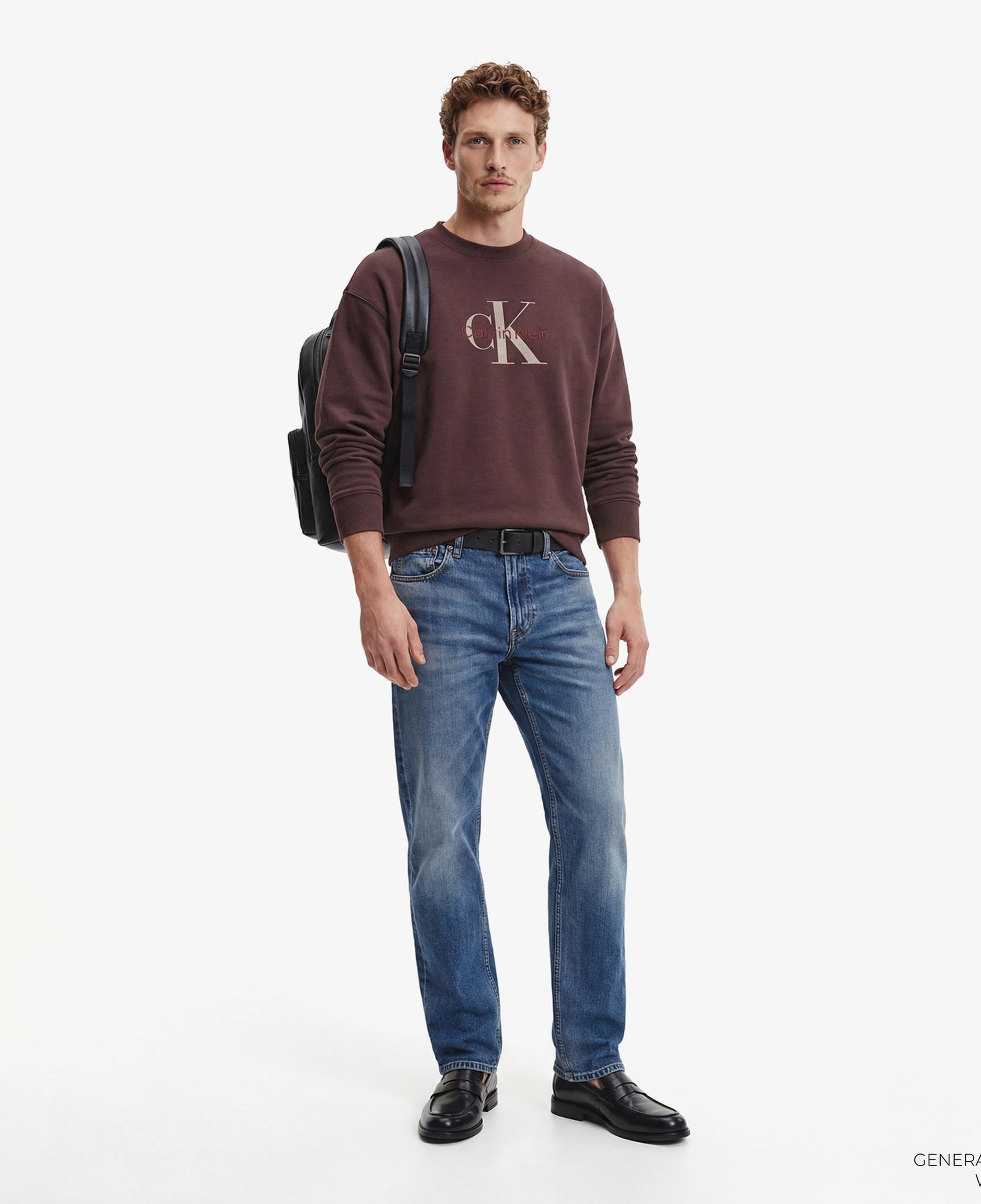 Calvin Klein Premium Terry Monologo Erkek Kahverengi Sweatshirt