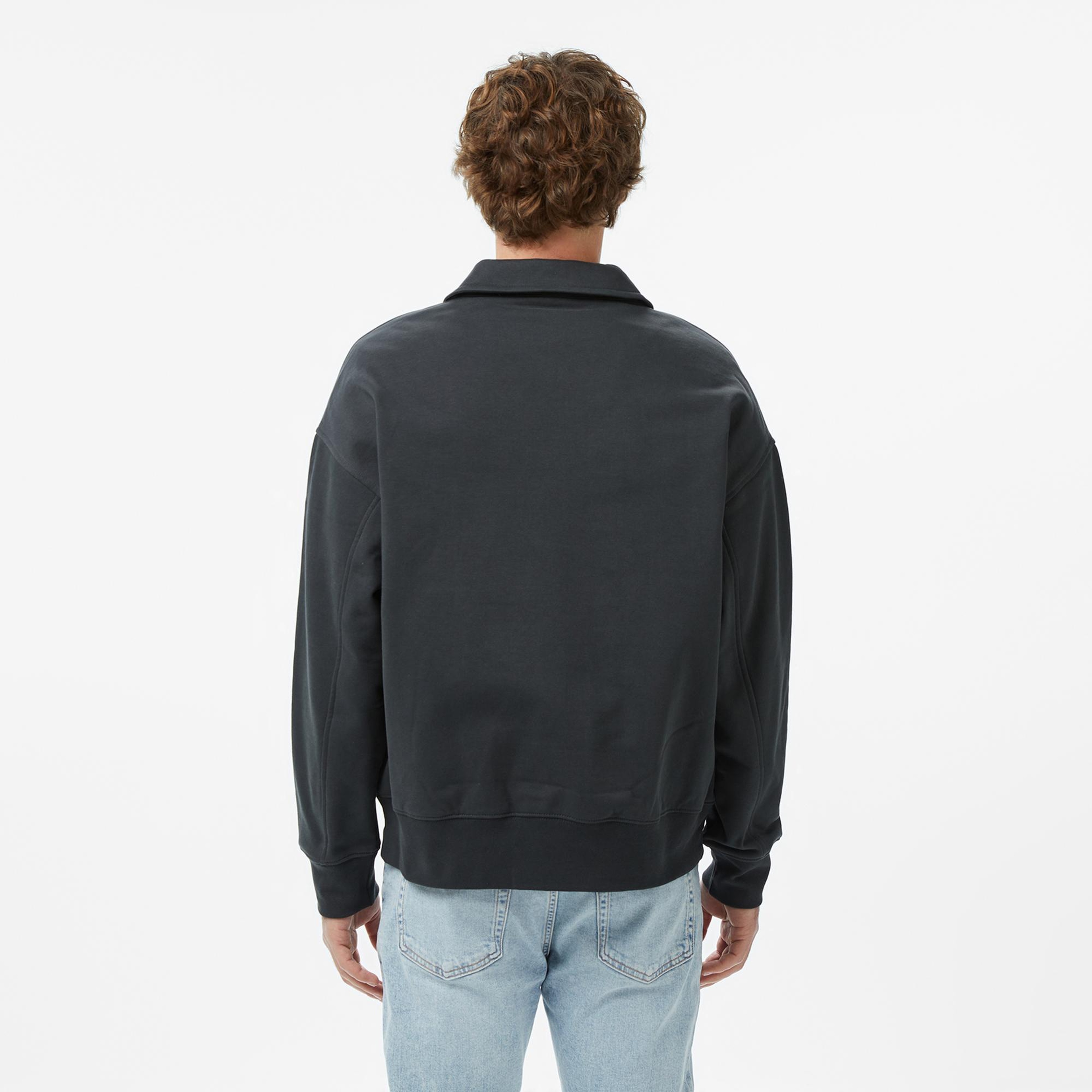 Calvin Klein Waffle-Lined Premium Erkek Gri Sweatshirt