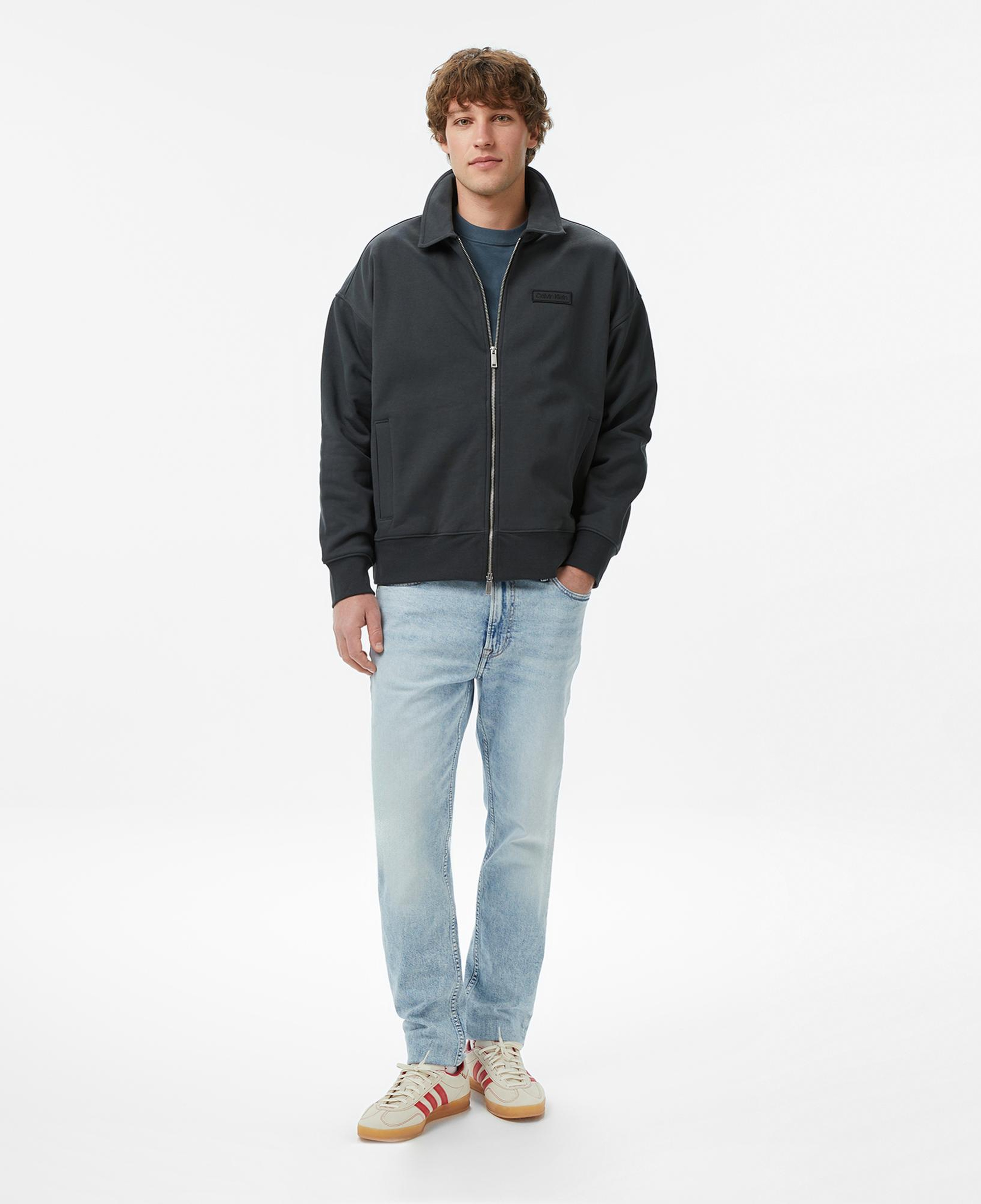 Calvin Klein Waffle-Lined Premium Erkek Gri Sweatshirt