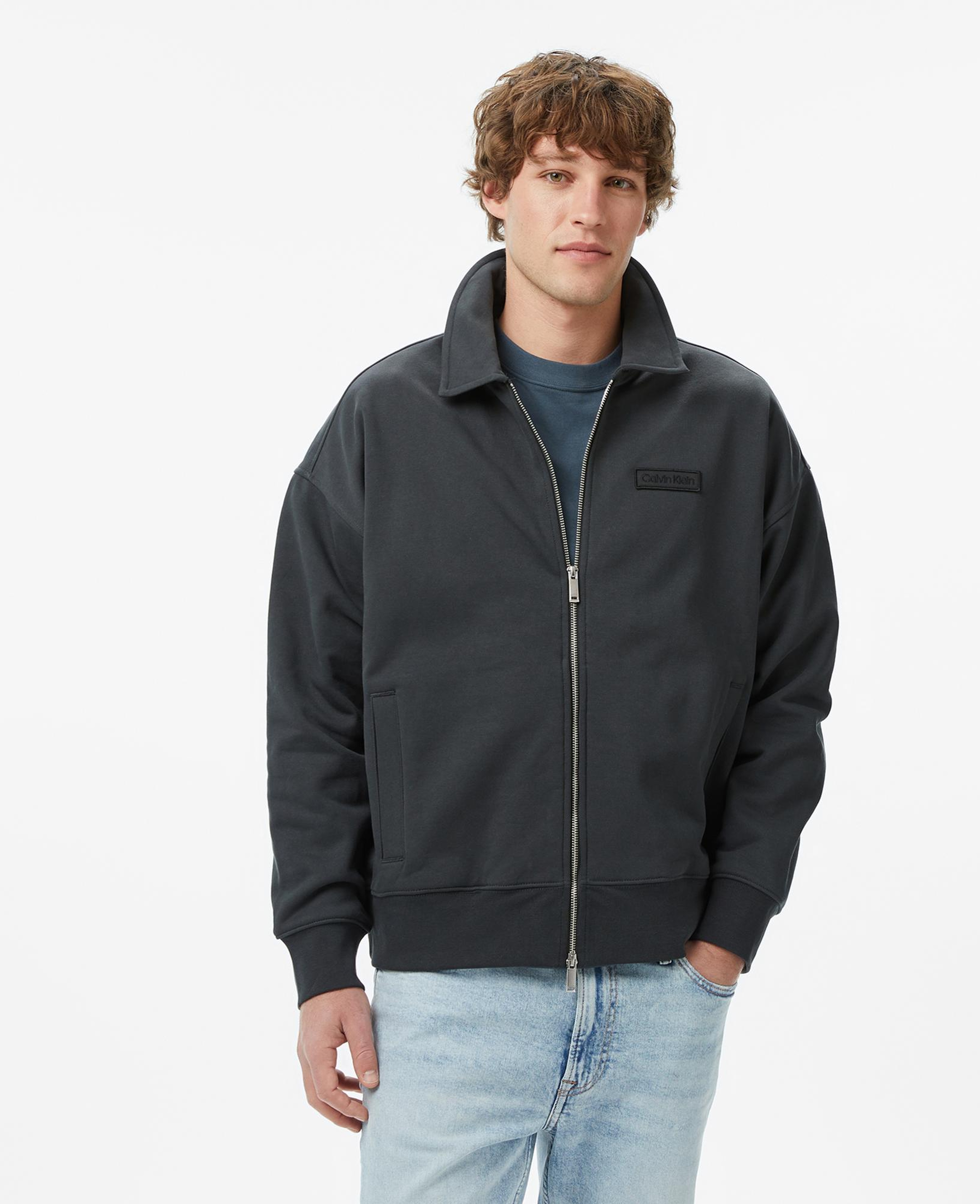 Calvin Klein Waffle-Lined Premium Erkek Gri Sweatshirt