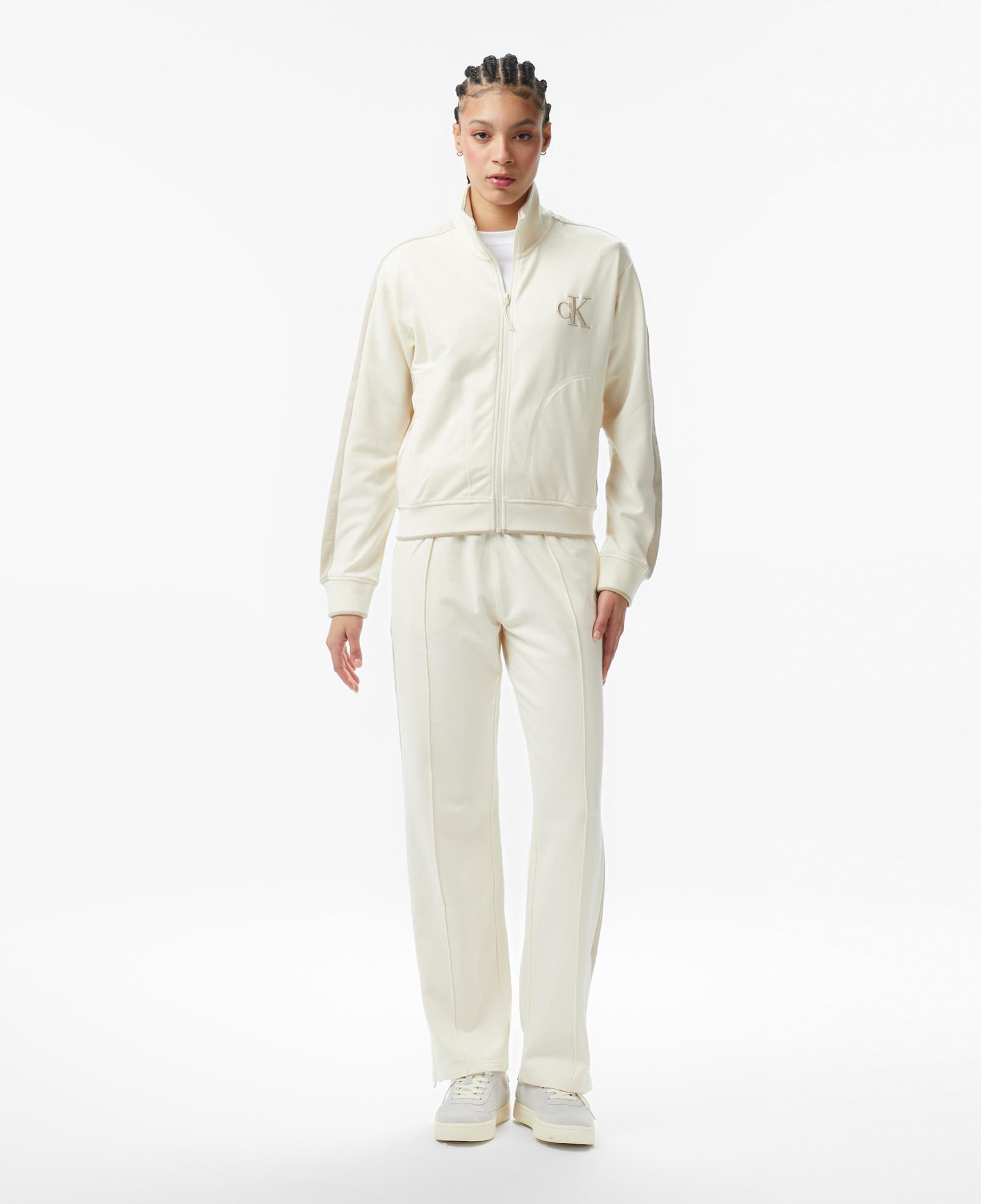 Calvin Klein Stretch Terry Track Kadın Beyaz Ceket