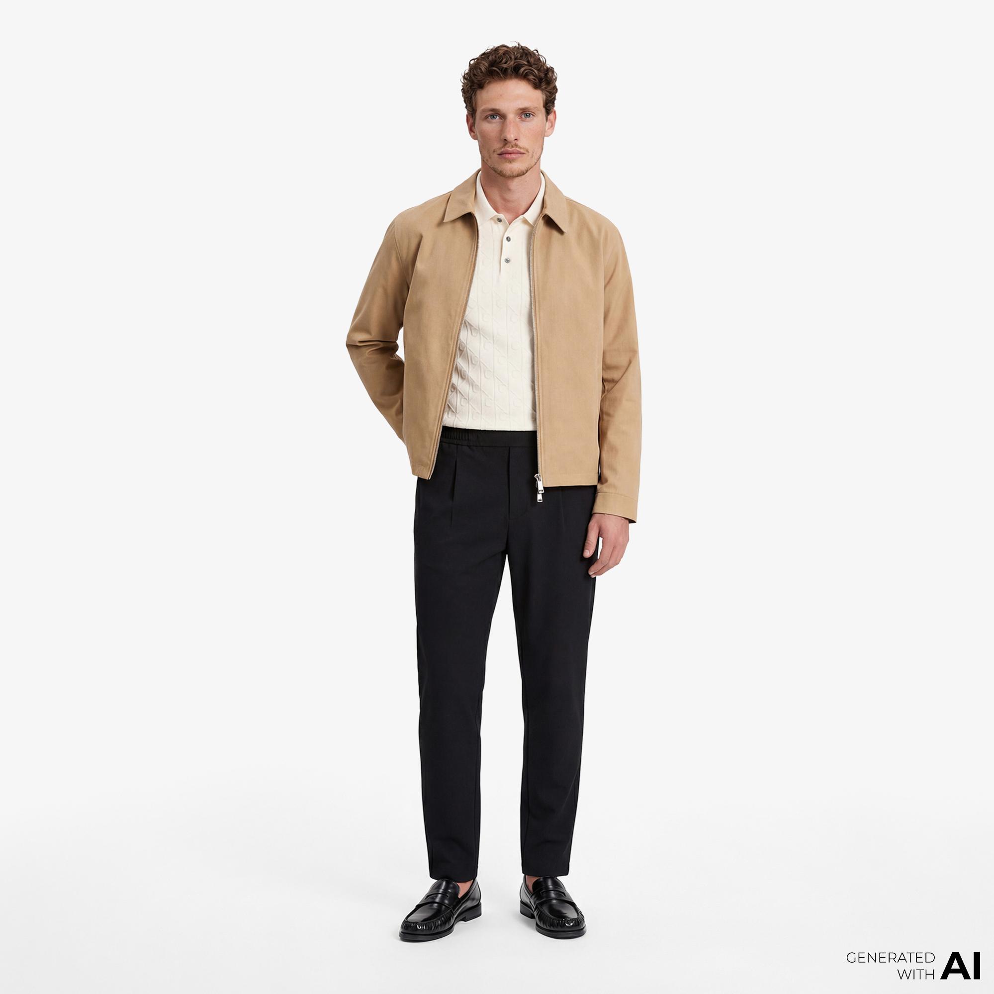 Calvin Klein Mercerized Emblem Jacquar Erkek Beyaz Polo