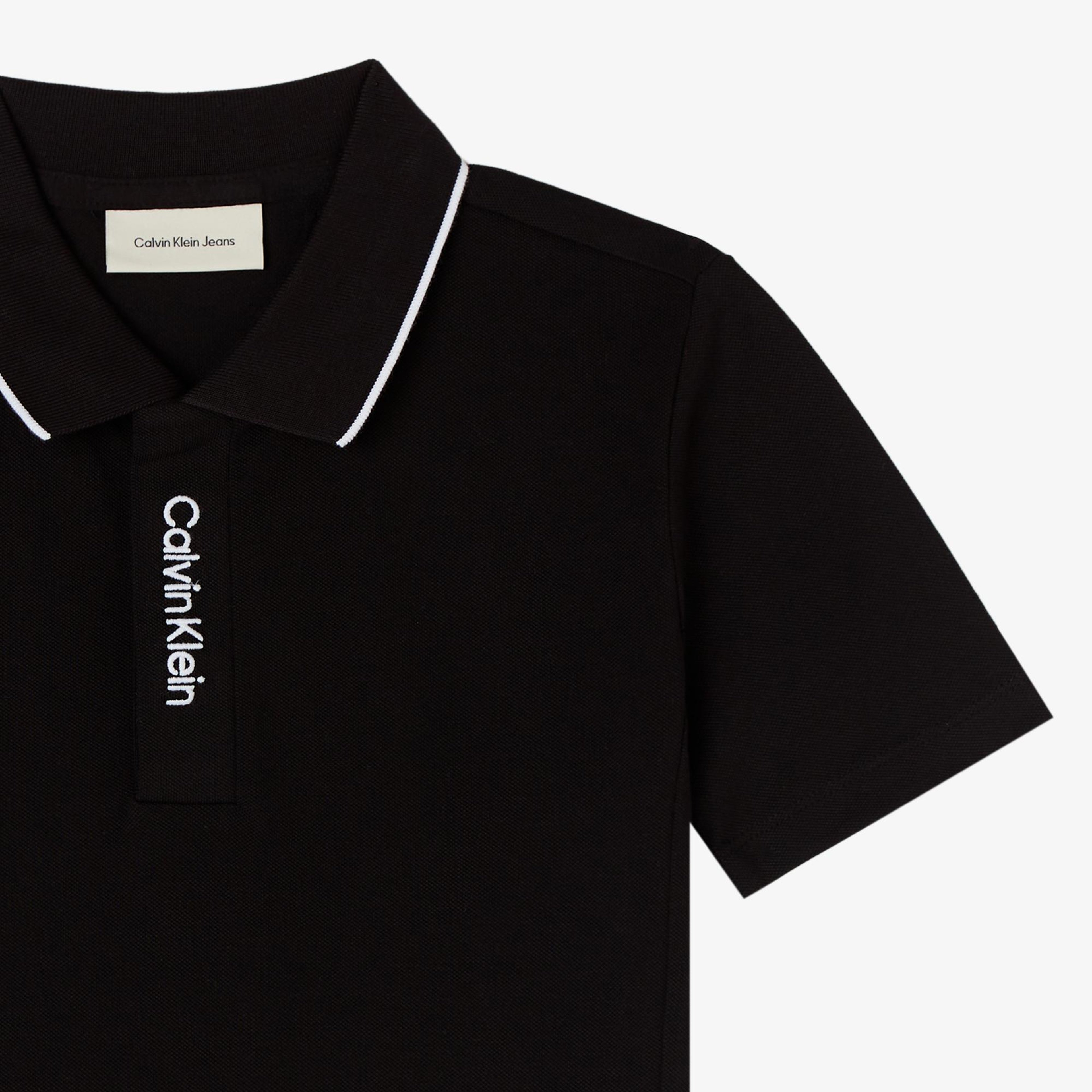 Calvin Klein Logo Pique Çocuk Siyah Polo
