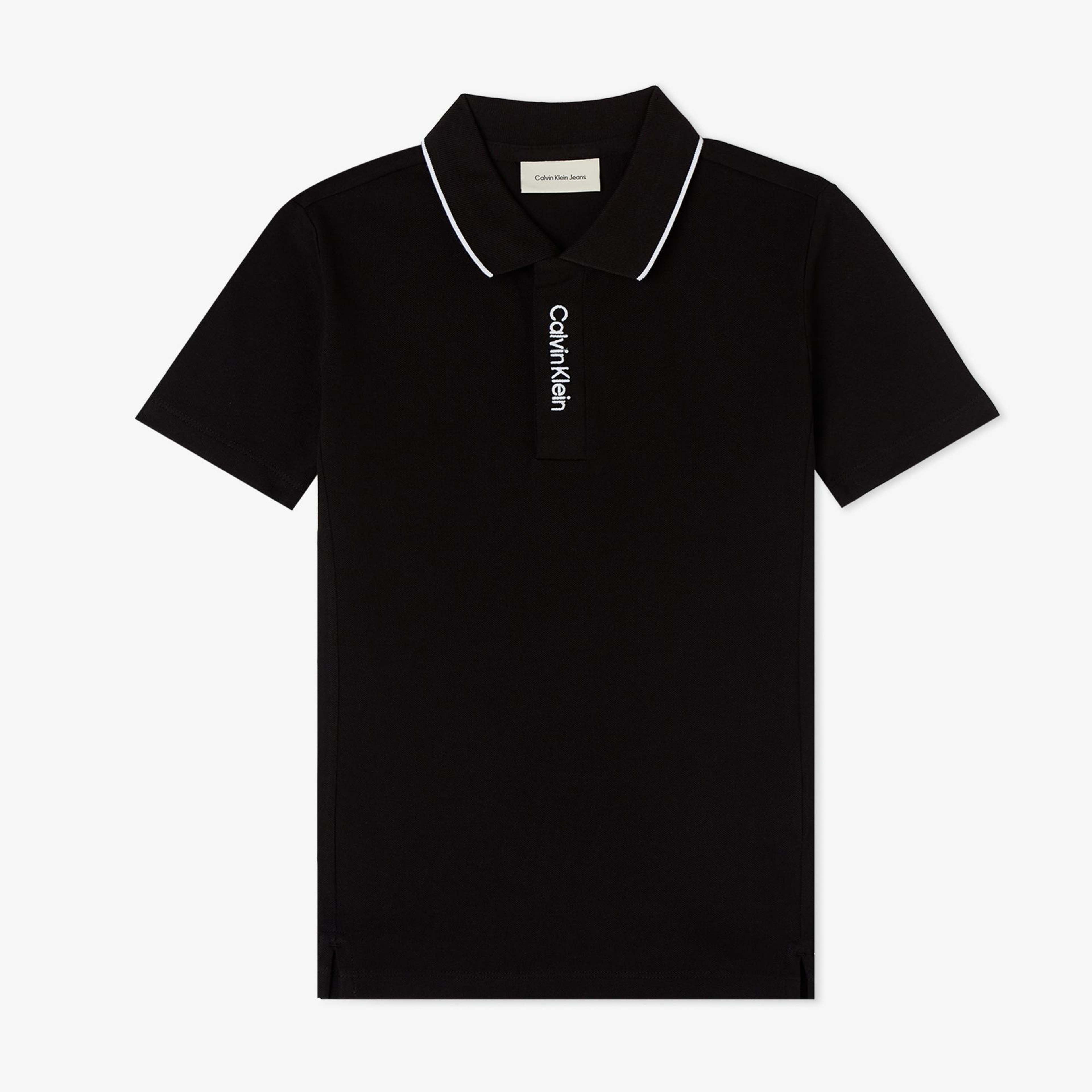 Calvin Klein Logo Pique Çocuk Siyah Polo