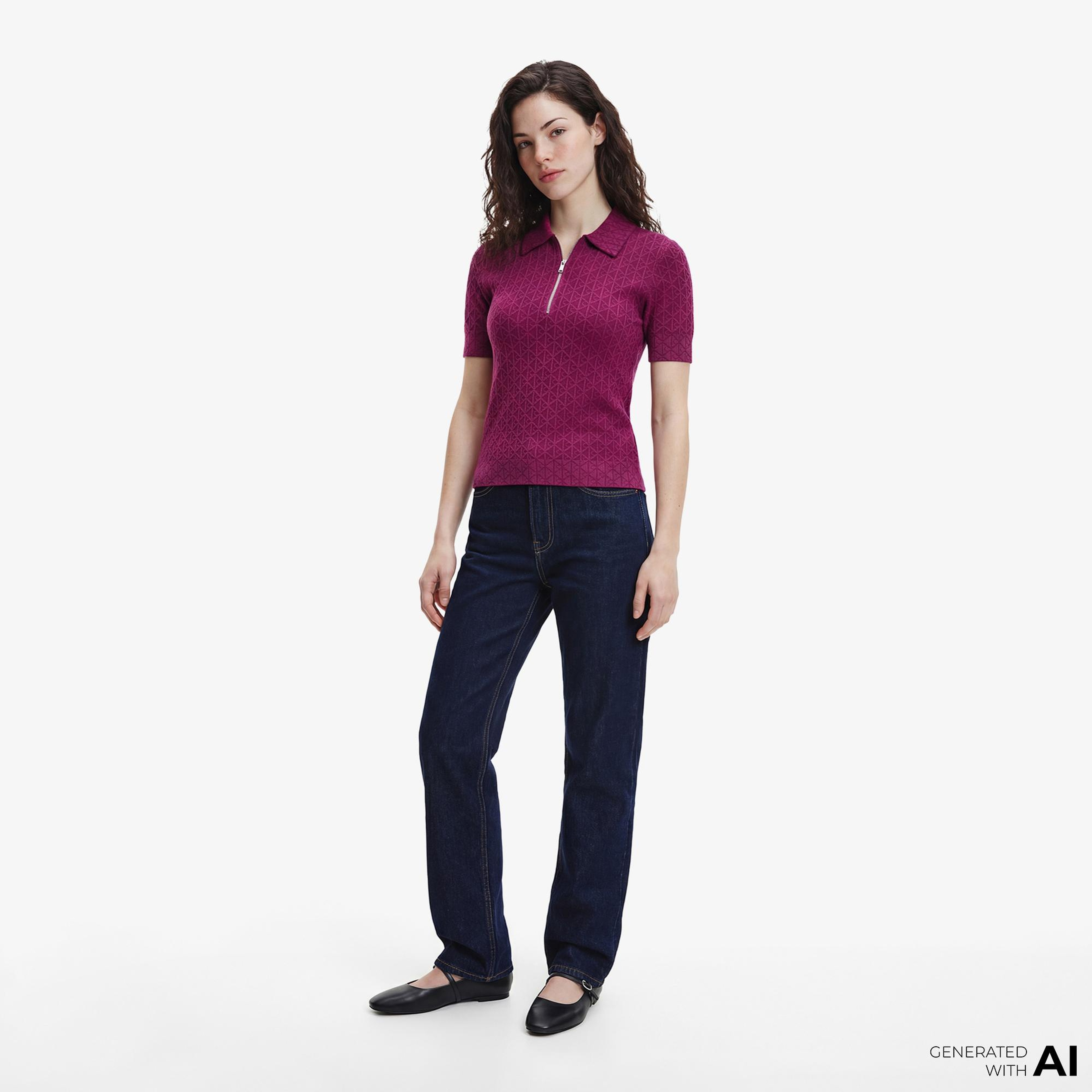 Calvin Klein Textured Kadın Mor Triko