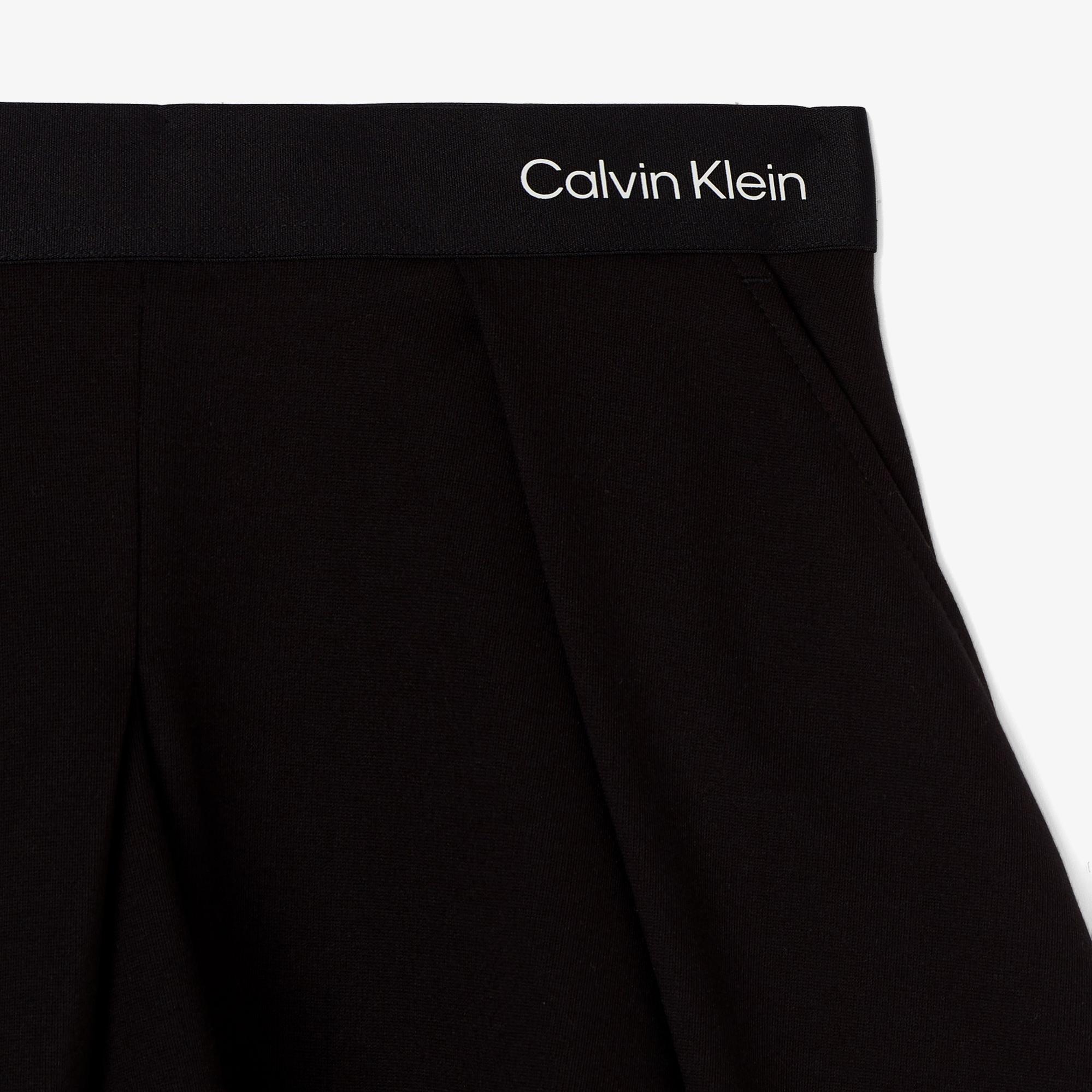 Calvin Klein Logo Tape Pleated Punto Çocuk Siyah Etek