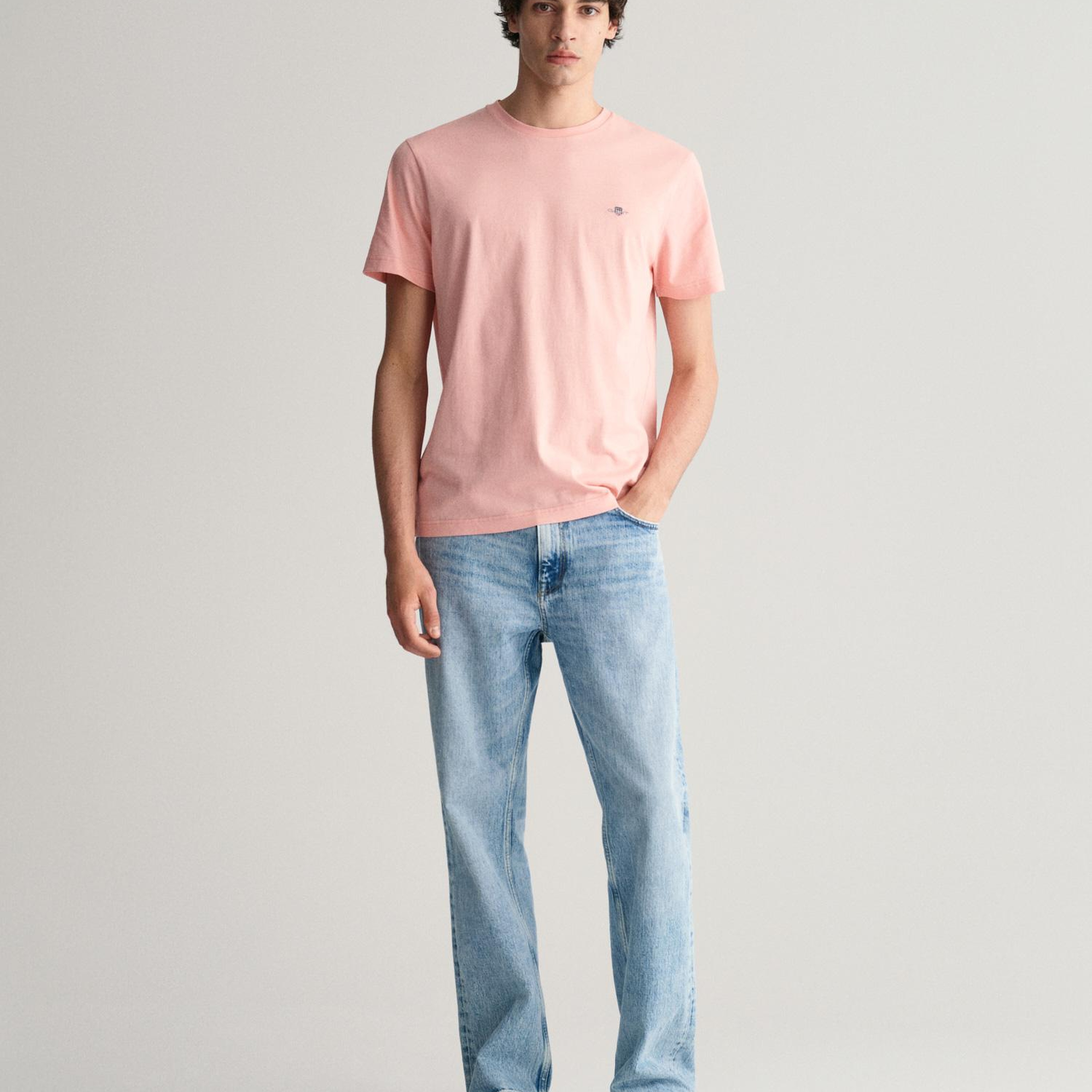 GANT Erkek Pembe Regular Fit Bisiklet Yaka T-Shirt