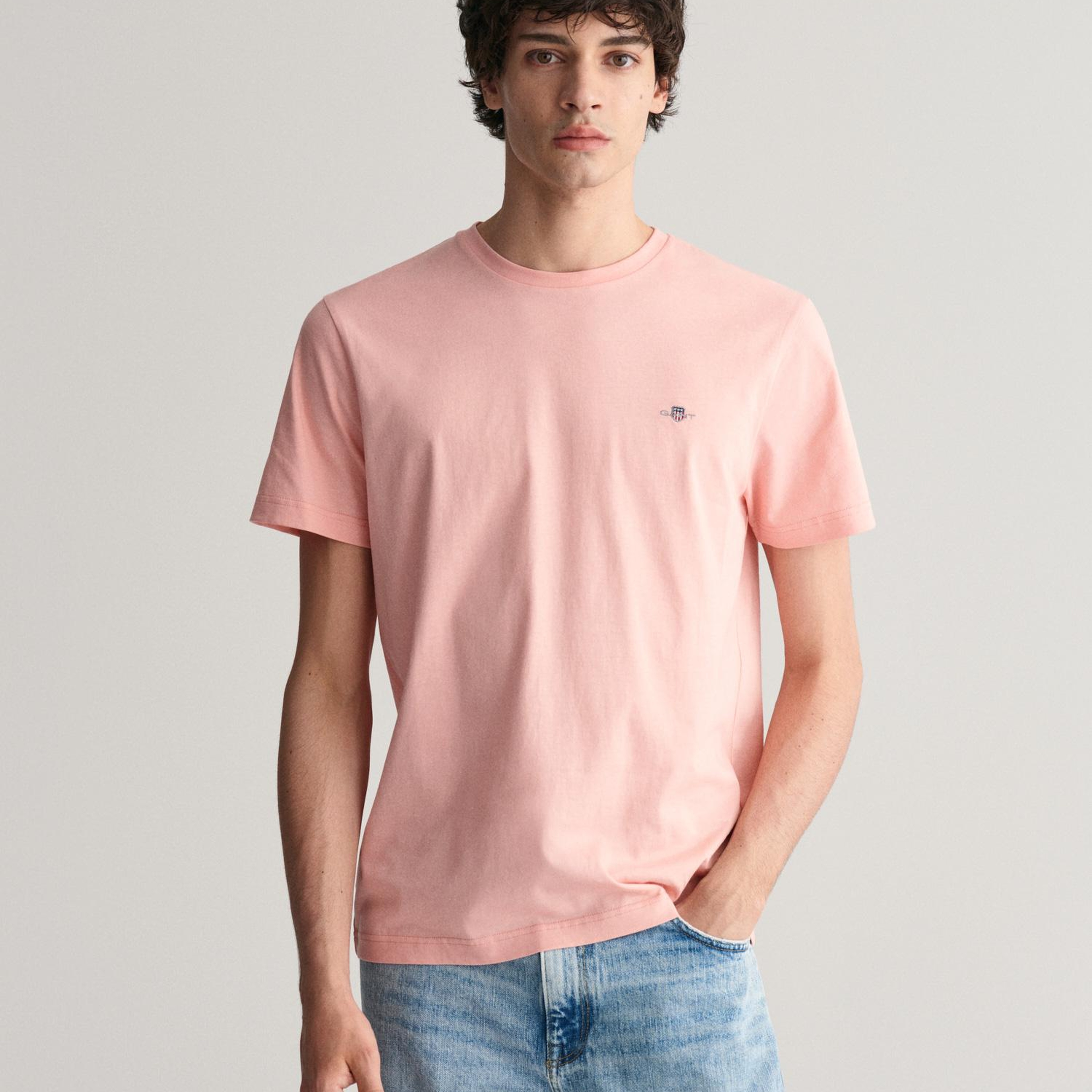 GANT Erkek Pembe Regular Fit Bisiklet Yaka T-Shirt