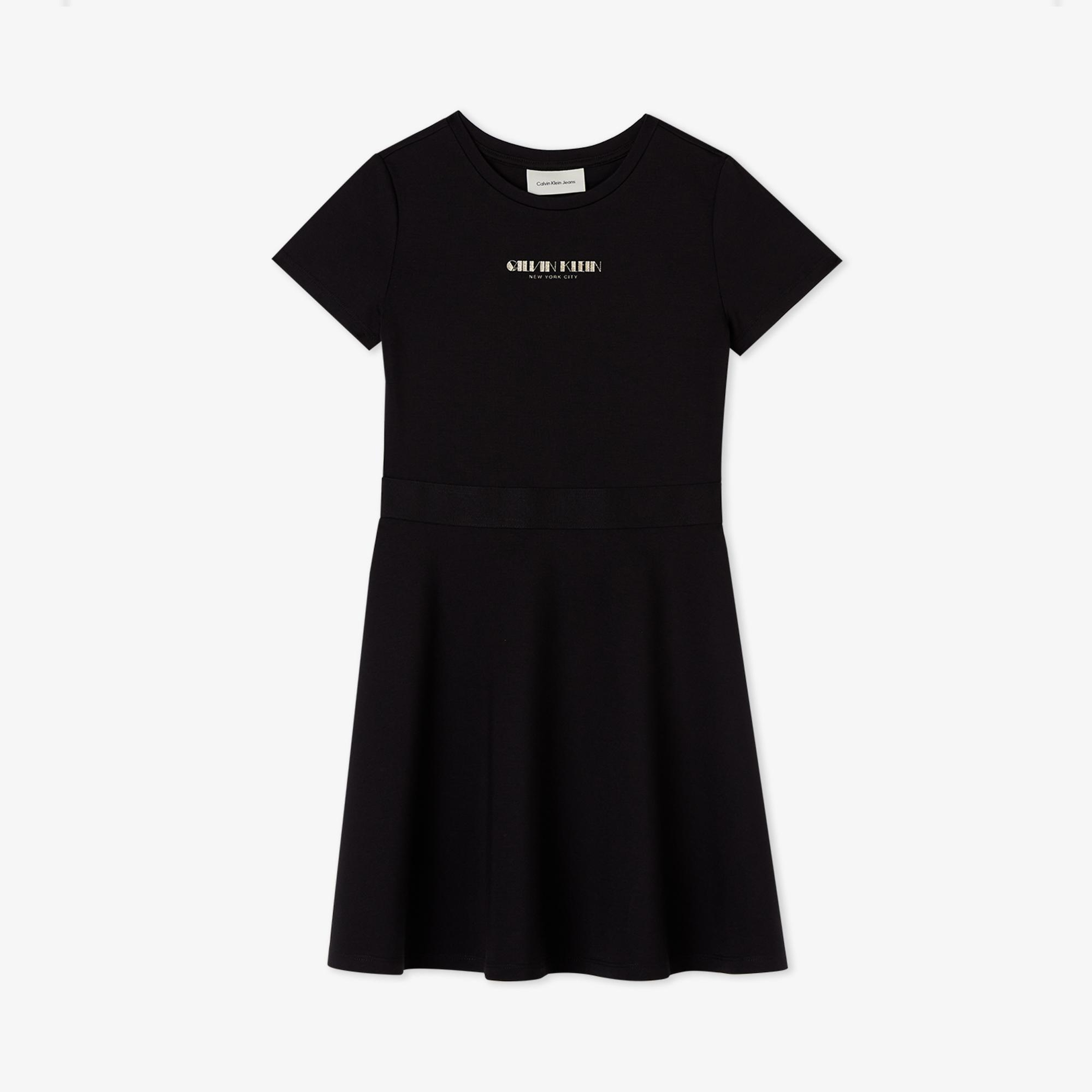 Calvin Klein Fit And Flare Punto Çocuk Siyah Elbise