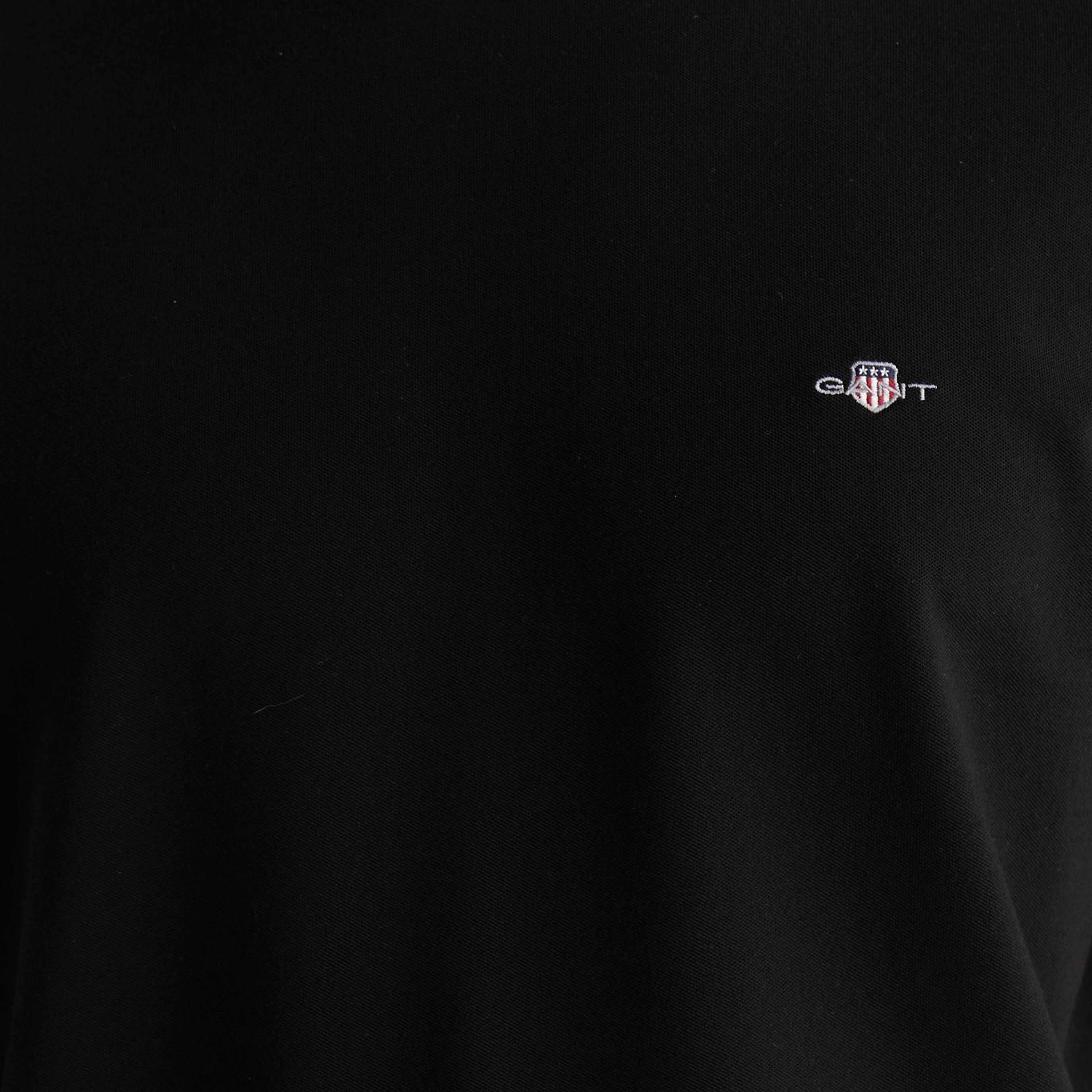 GANT Erkek Siyah Bisiklet Yaka Regular Fit Logolu T-Shirt