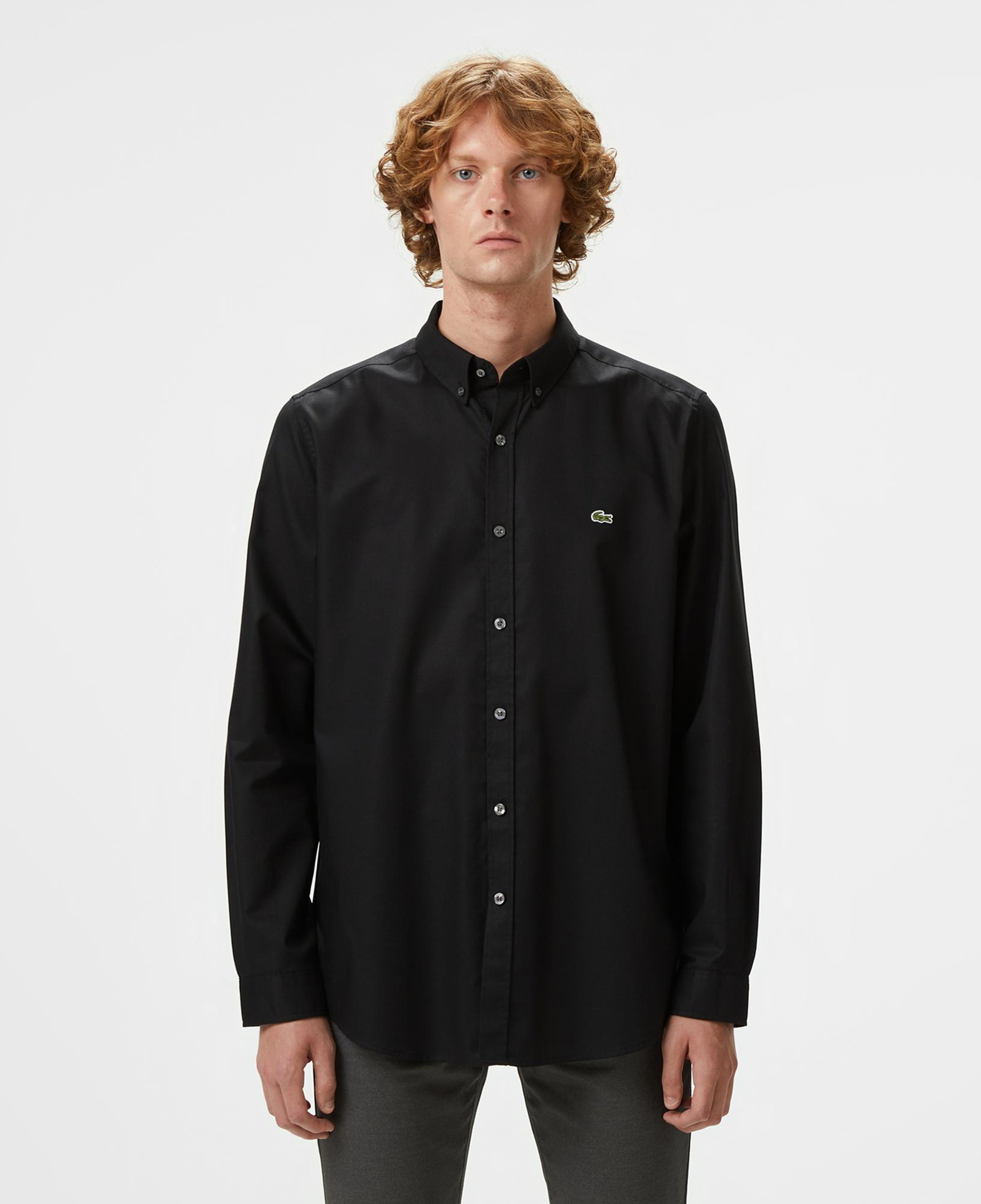 Lacoste Erkek Slim Fit Düğmeli Yaka Siyah Gömlek