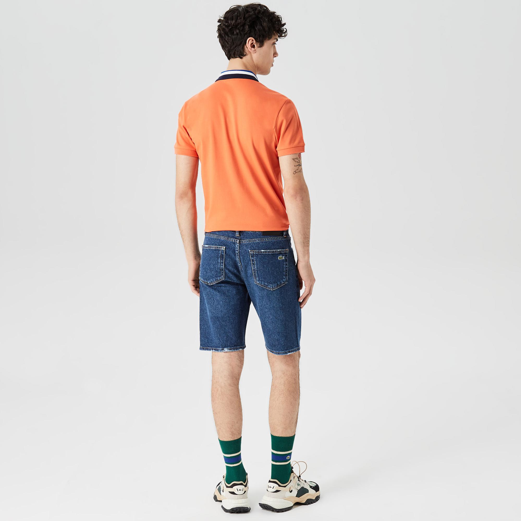 Erkek Slim Fit Denim Koyu Mavi Bermuda Şort