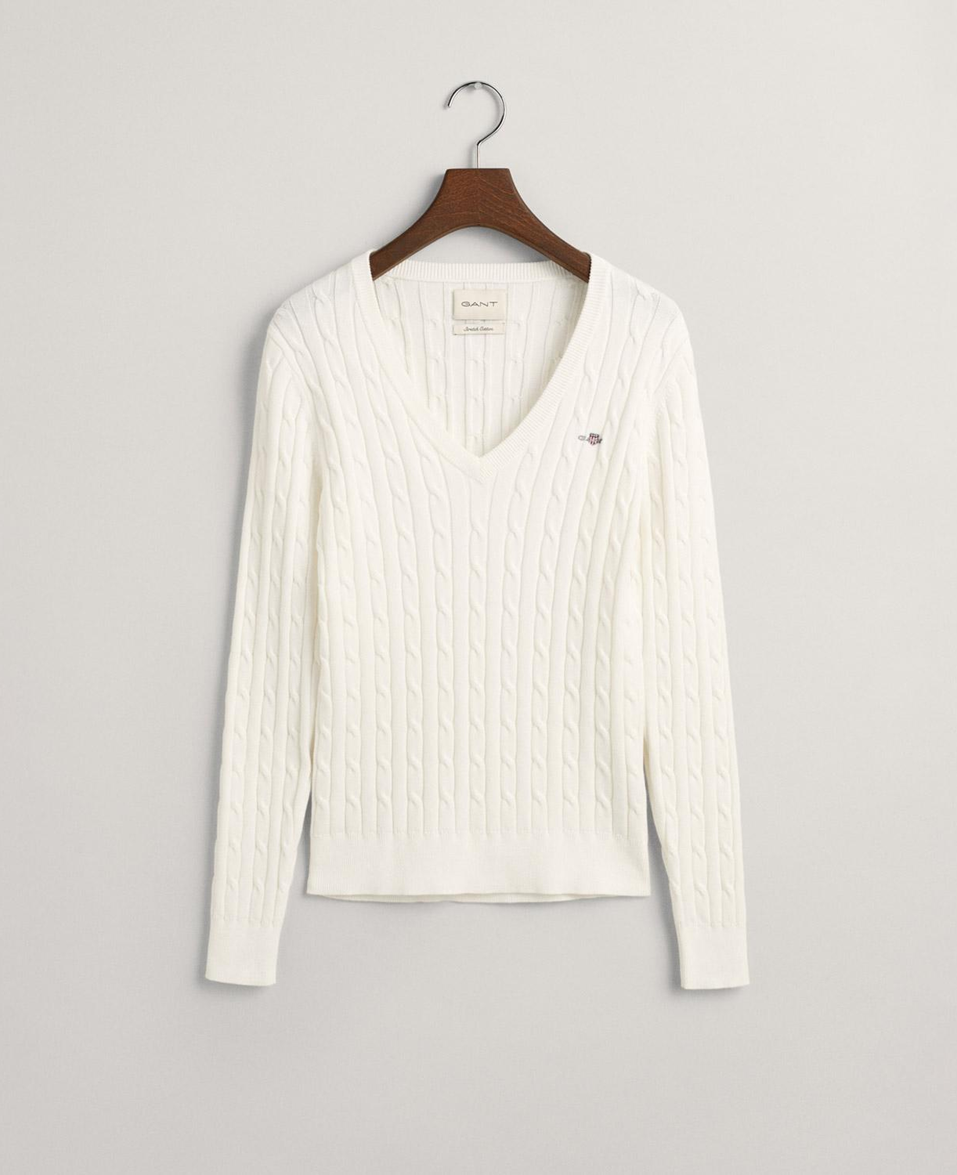 GANT Kadın Krem V Yaka Örgü Kazak