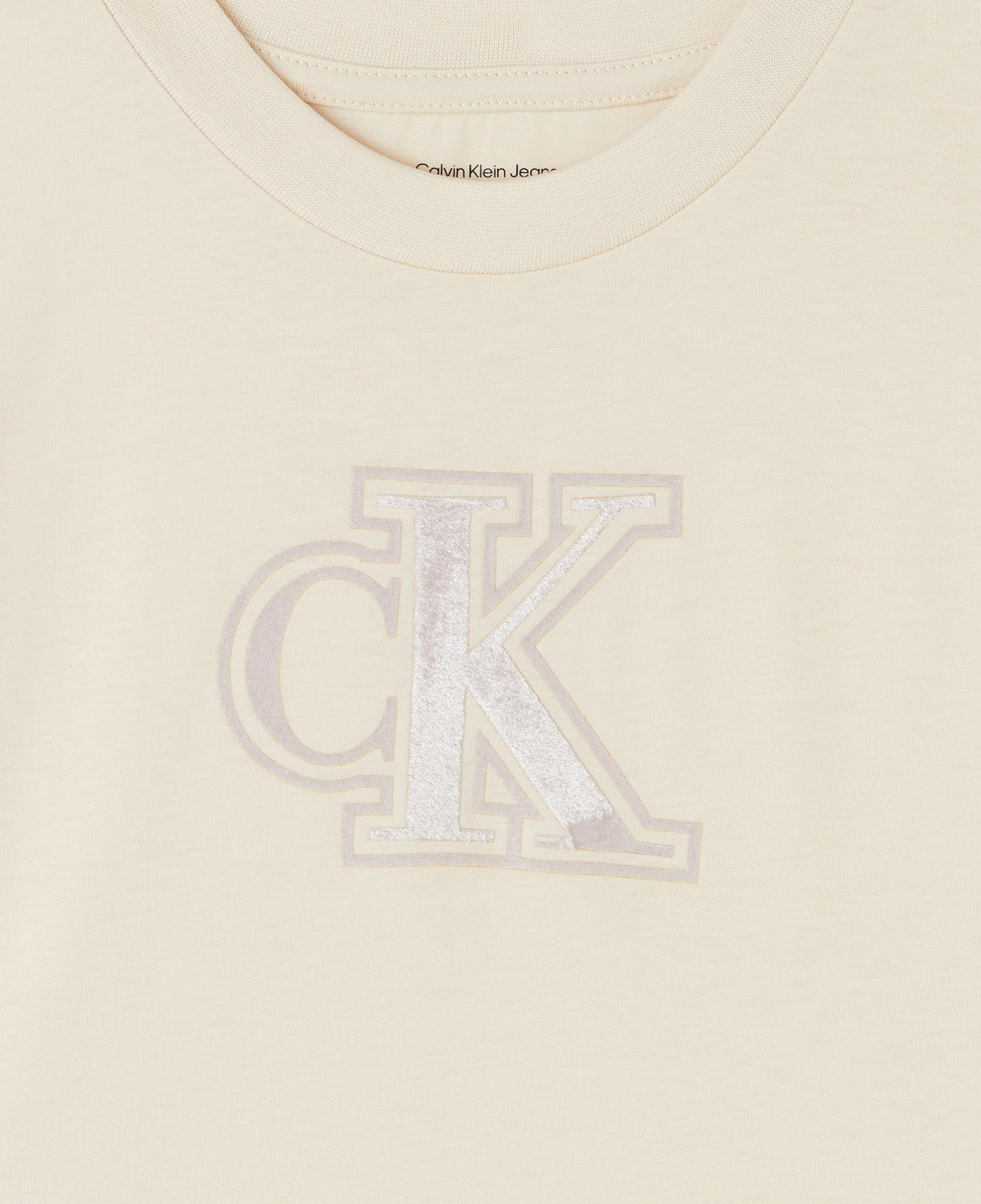 Calvin Klein Velvet Monogram Boxy Çocuk Gri T-Shirt