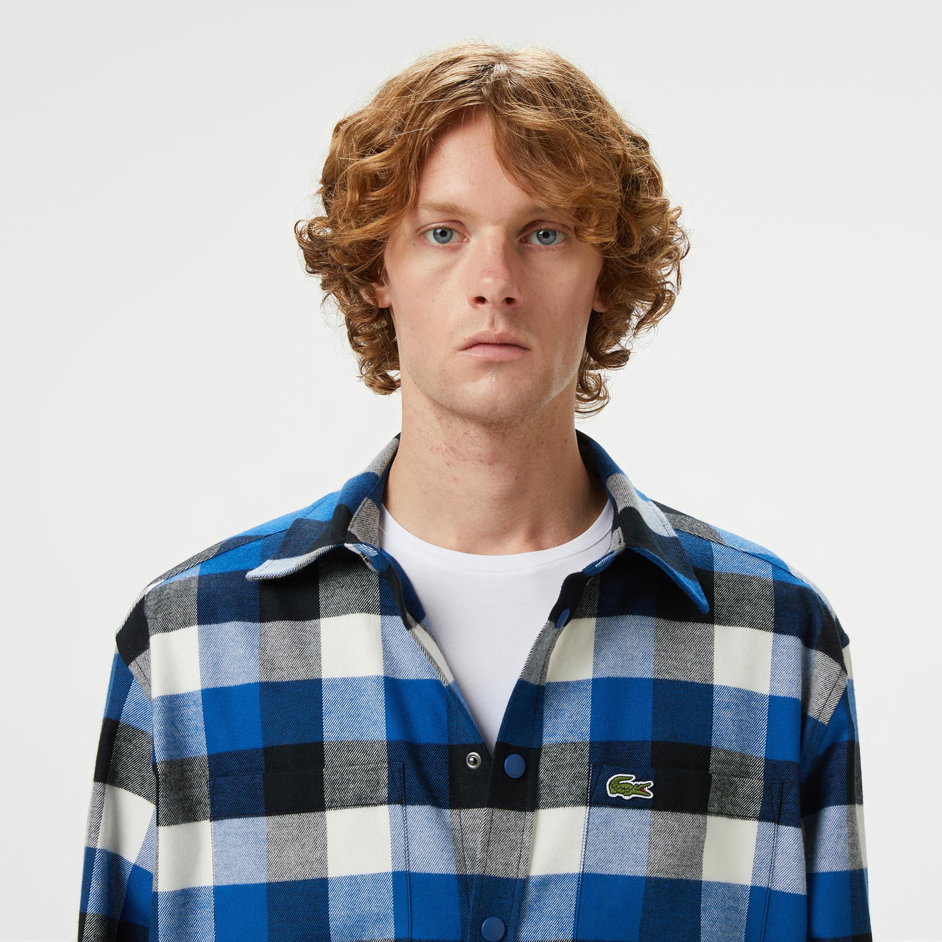 Lacoste Erkek Relaxed Fit Kareli Lacivert Gömlek